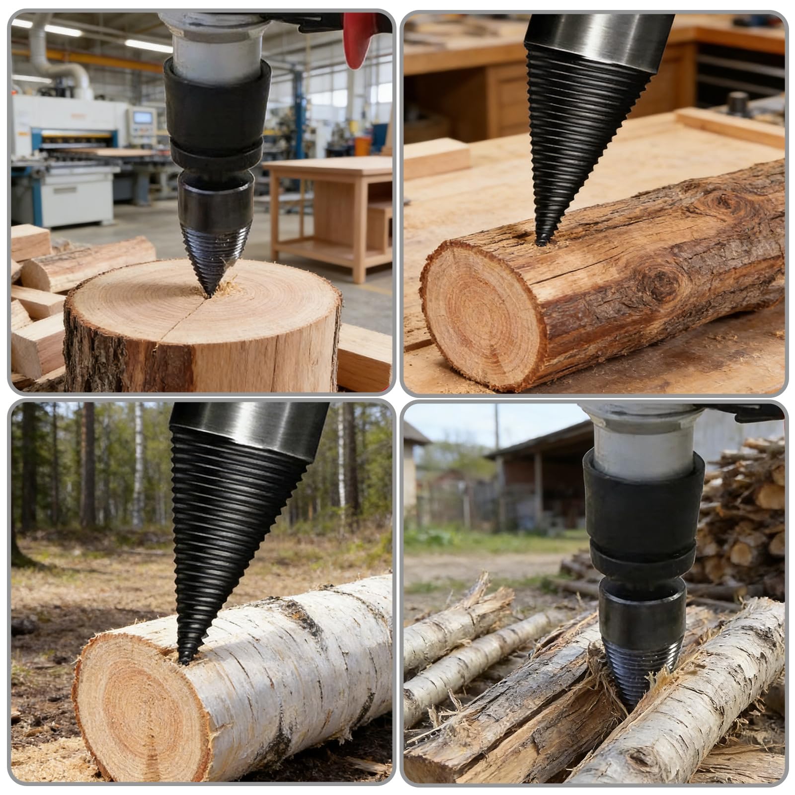 Divisor de madera de 45 mm y 32 mm con 4 ejes de perforación, divisor de madera, herramienta de división de madera, adecuado para el uso en casa, al aire libre y en el jardín