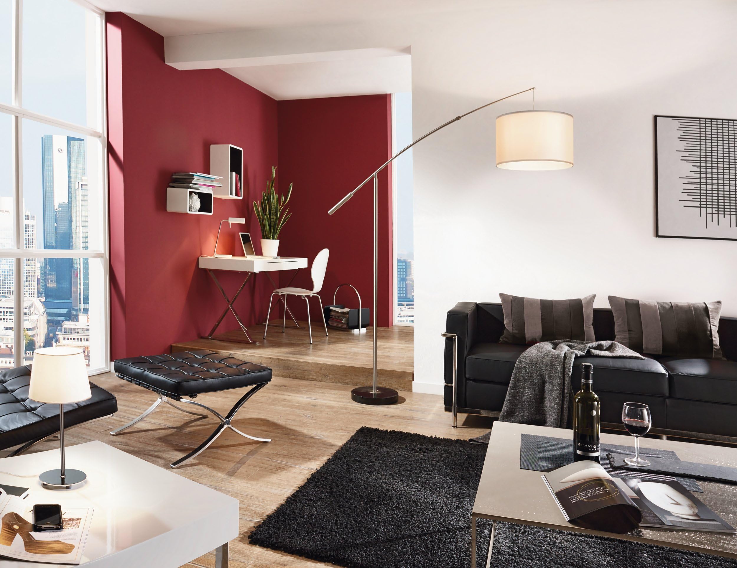 EGLO Lampa podłogowa Nadina, lampa stojąca z metalu i tkaniny | lampa łukowa w kolorze niklu matowego i białym, oświetlenie do salonu, lampa z przełącznikiem nożnym, abażur z tkaniny z E27