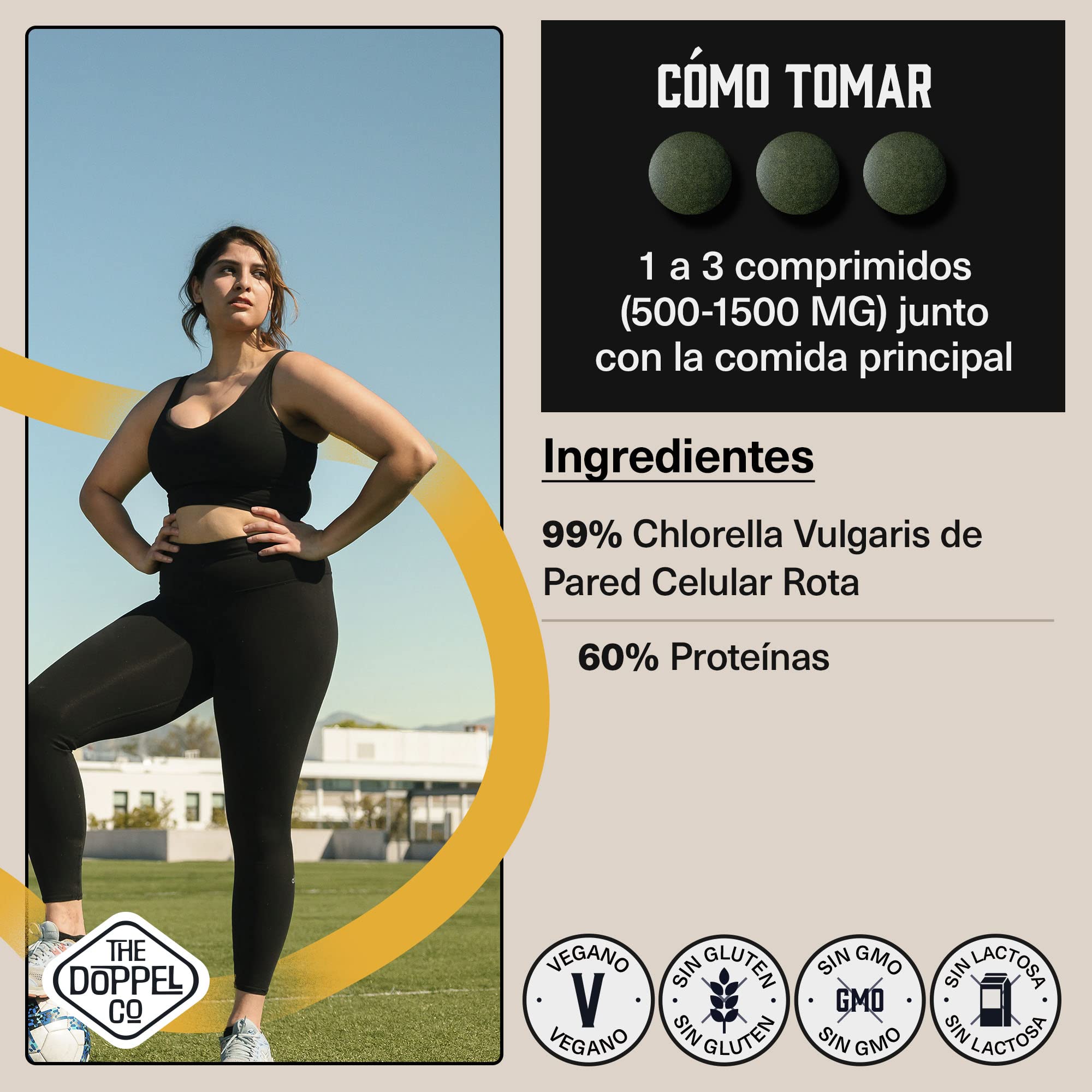 Pura Chlorella Ecológica - 500 comprimidos - 1500 mg por dosis - Pared Celular Rota - Inhibidor de Apetito y Ansiedad - Efecto Saciante, Detox - Proteína Vegana Ecológica - Libre de Plástico