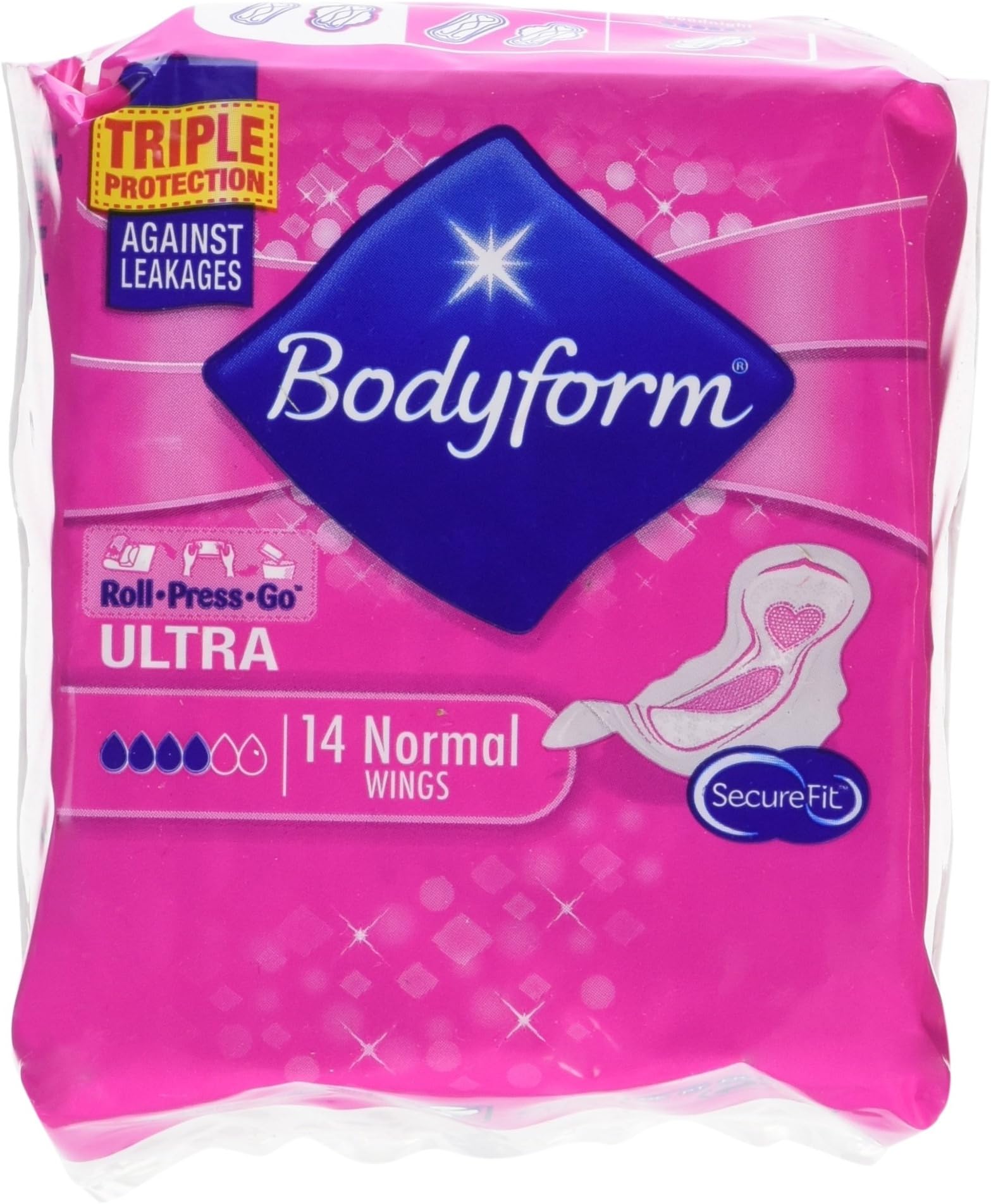 Bodyform Ultra Normal Towel with Wings - Pack of 14,