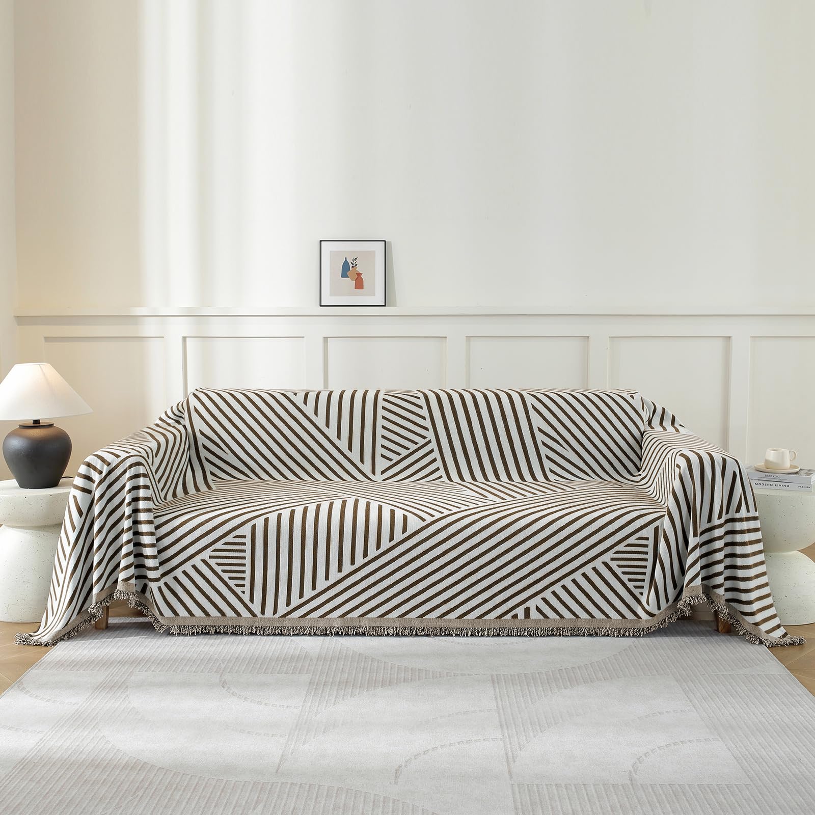 Housse de canapé 2 places YSTELLAA 180×280cm protection universelle café foncé