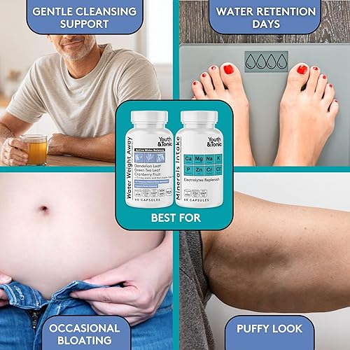 Miniatura 4 de Youth & Tonic Píldoras para eliminar el peso del agua – Deshinchazón y retención de agua para hinchazón del vientre, diurético natural para mujeres