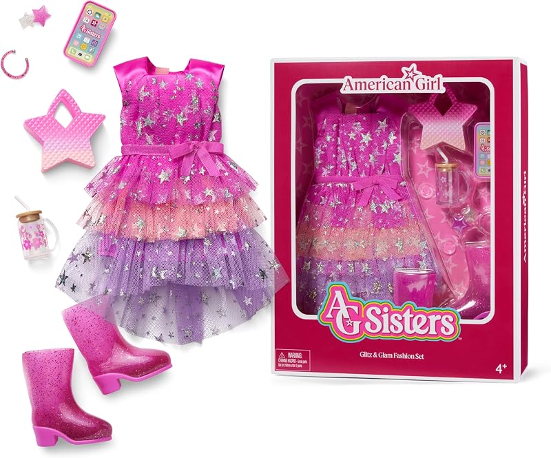 AG Sisters Glitz & Glam Fashion Set, Doll Clothes, for 14.5-inch Dolls, 7 pcs, for Ages 4+ (Amazon Exclusive)