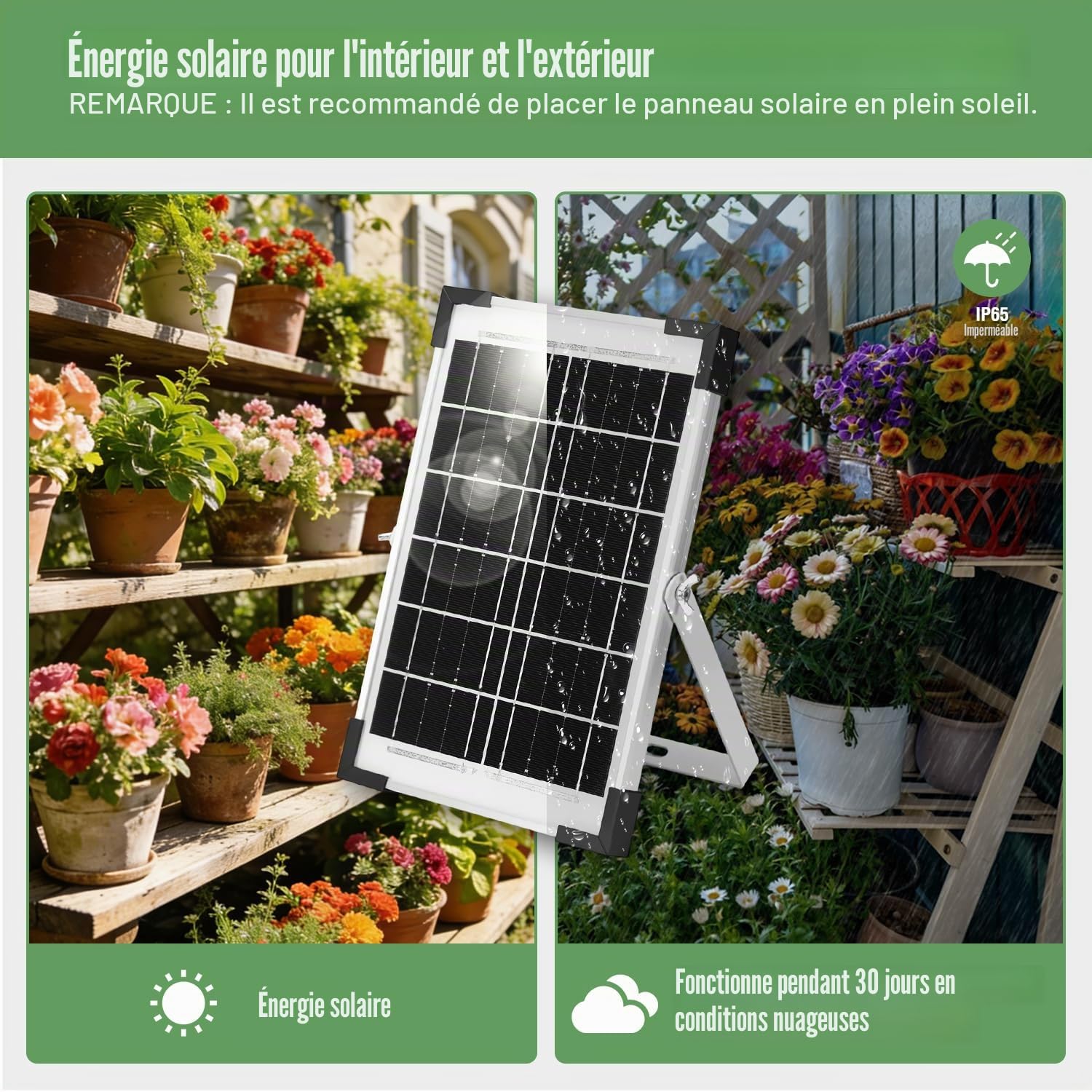 Système d'arrosage automatique solaire 6W, irrigation goutte à goutte programmable pour 30 plantes, pompe submersible 800ml/min, batterie 2200mAh, jardin balcon terrasse serre – IP65 étanche