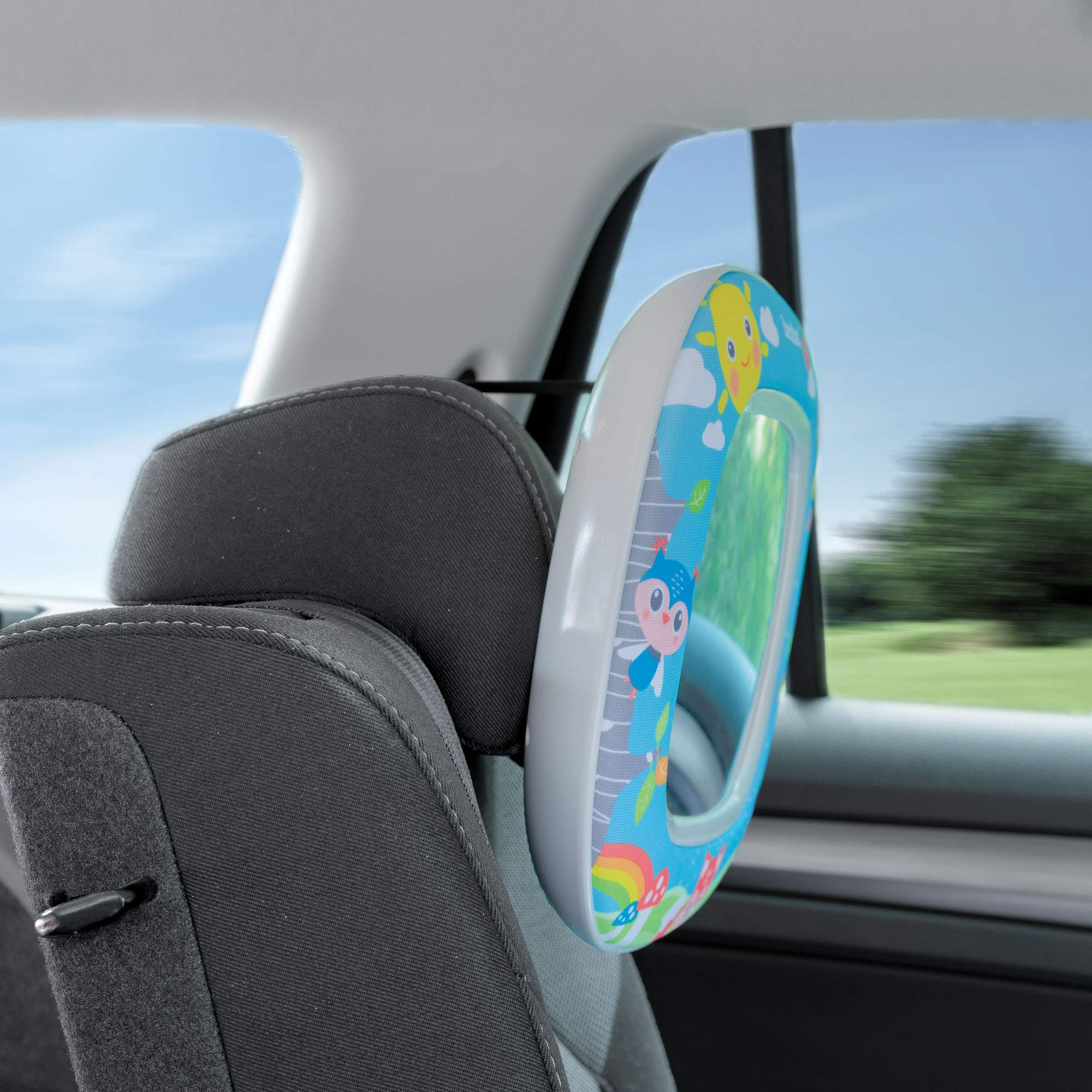 Benbat Miroir de voiture pour bébé – Miroir de sécurité pour siège auto pour bébé face à l'arrière – Incassable, clair, large vision de jour et de nuit – Divertissez voir et tétine avec télécommande