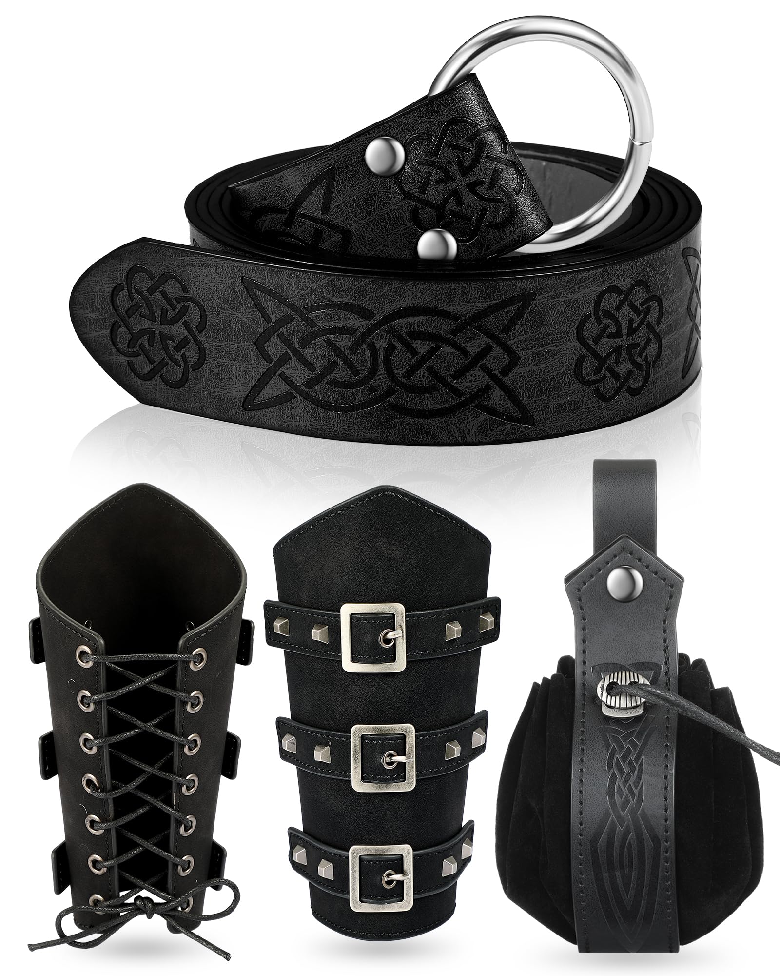 LEIFIDE Medieval Viking Belt Faux Leather Arm Guards Renaissance Accessories Viking Leather Bracers Medieval Bag