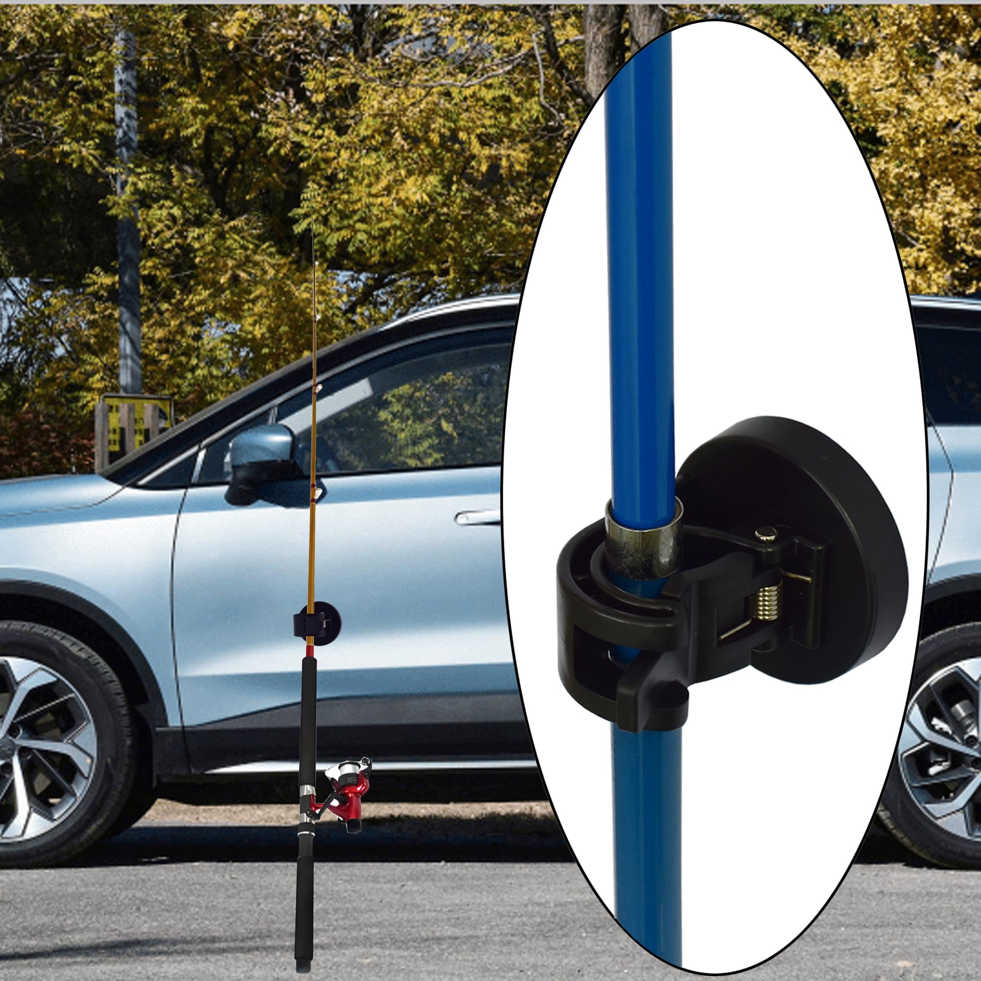 YYST Magnetic Fishing Rod Car Stand, Portable Outdoor Vertical or Horizontal or Over-Head Van Truck Boat Vehicle SUV Garage Door Fly Fishing Rod Pole Storage Rack Holder (2) : Sports