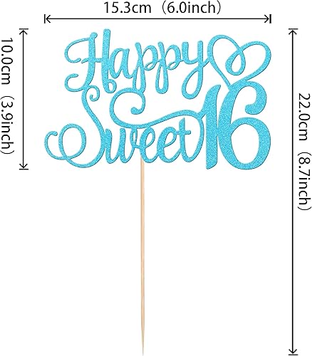 Miniatura 3 de 1 pieza de decoración de pastel con purpurina para cumpleaños de 16 años, decoración de pasteles para cumpleaños de 16 años, decoración de pasteles