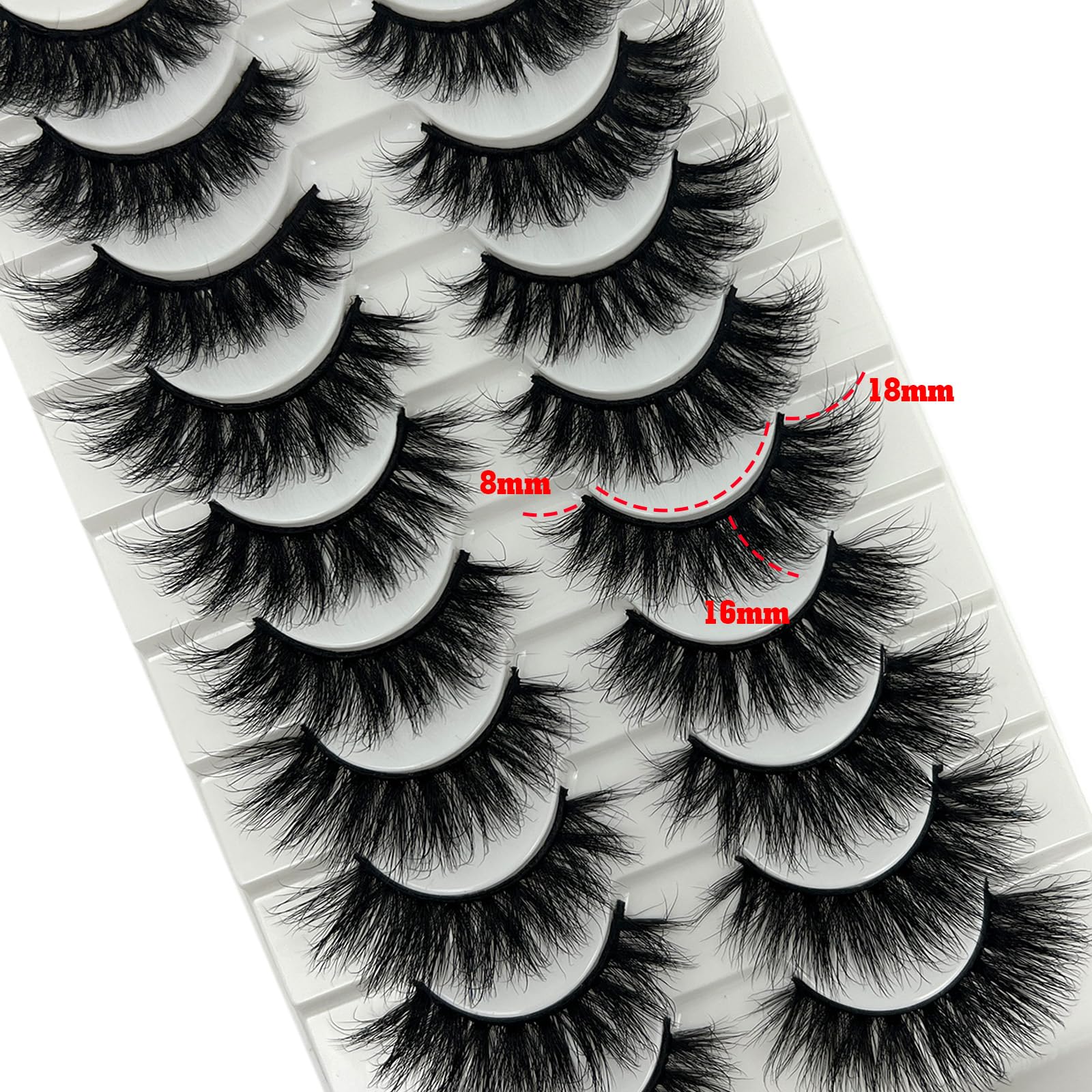 TIKILEY False Lashes Mink Natural Volume 3D Wispy Cat Eye Lashes Fluffy Full Strip Lashes Pack False Eyelashes Natural Look 10 Pairs