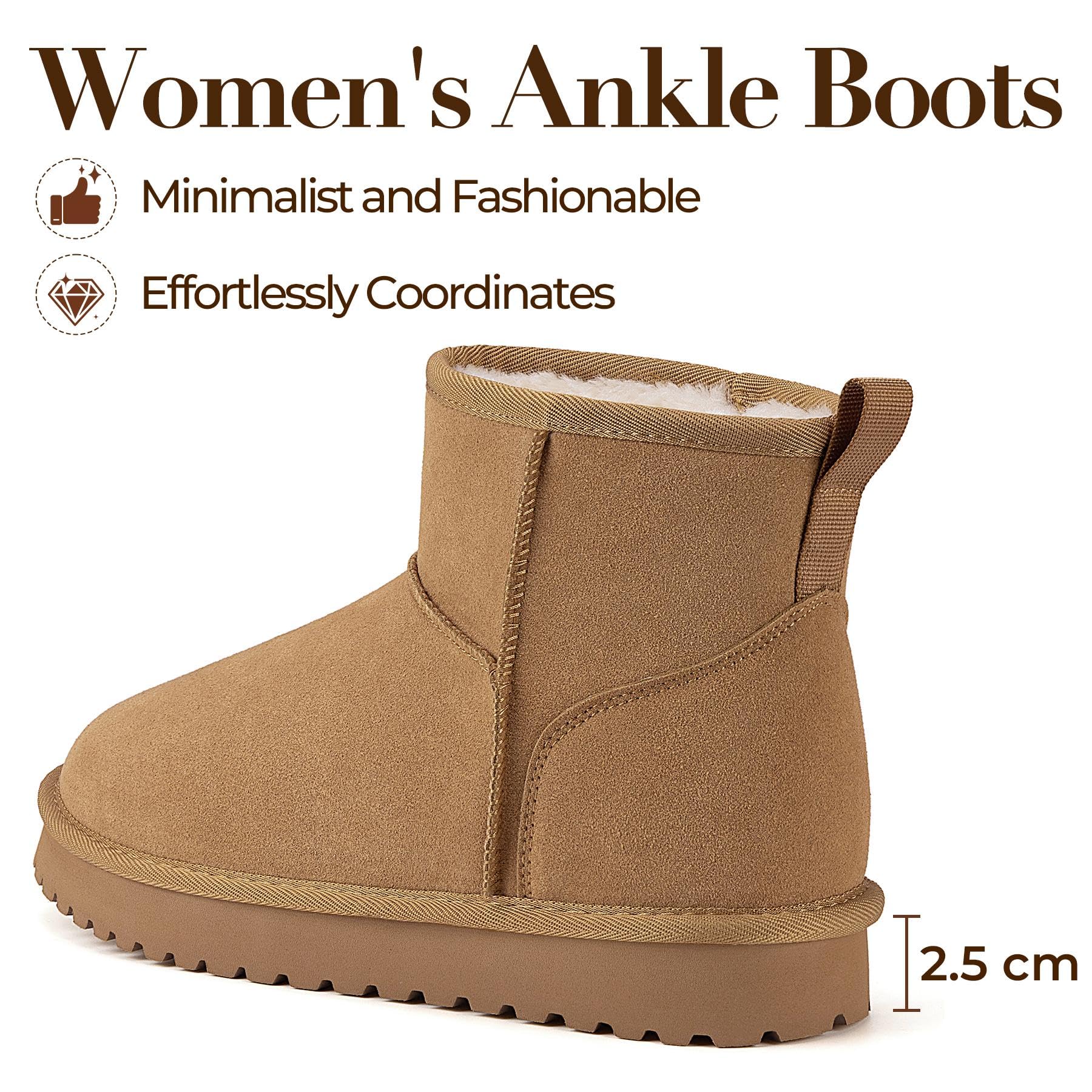 Mishansha Bottes de Neige Courtes Femme Fourrées 36-42 EU | Chaussures d'Hiver, Chaudes, Antidérapantes, Maison et Extérieur, Trajets Quotidiens