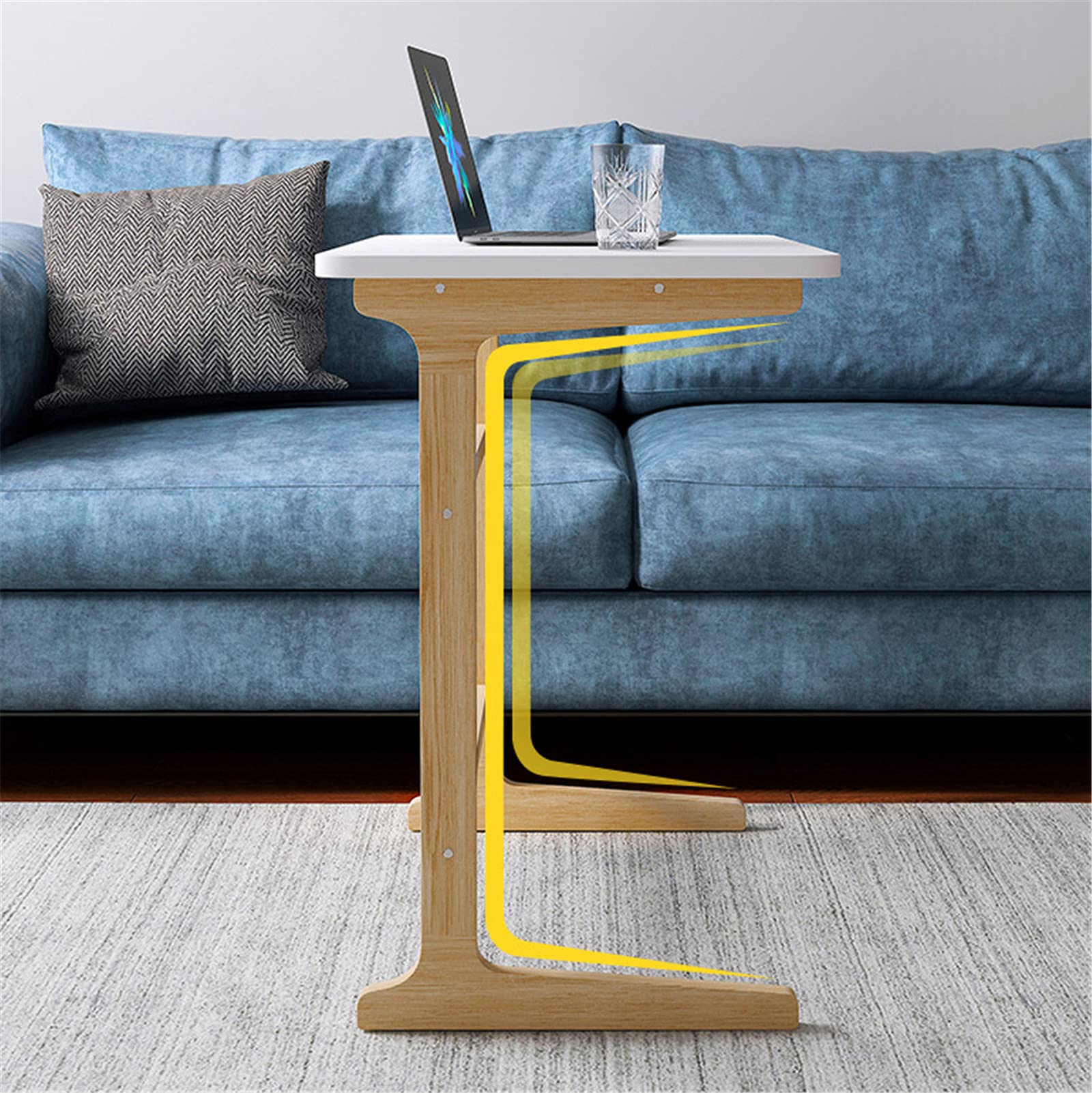FAXIOAWA Tavolino da Salotto C Table, tavolino da scrivania per Laptop, tavolino per TV per la casa, Ufficio, Piccolo Spazio, Soggiorno, Laptop, Snack per caffè,Naturale