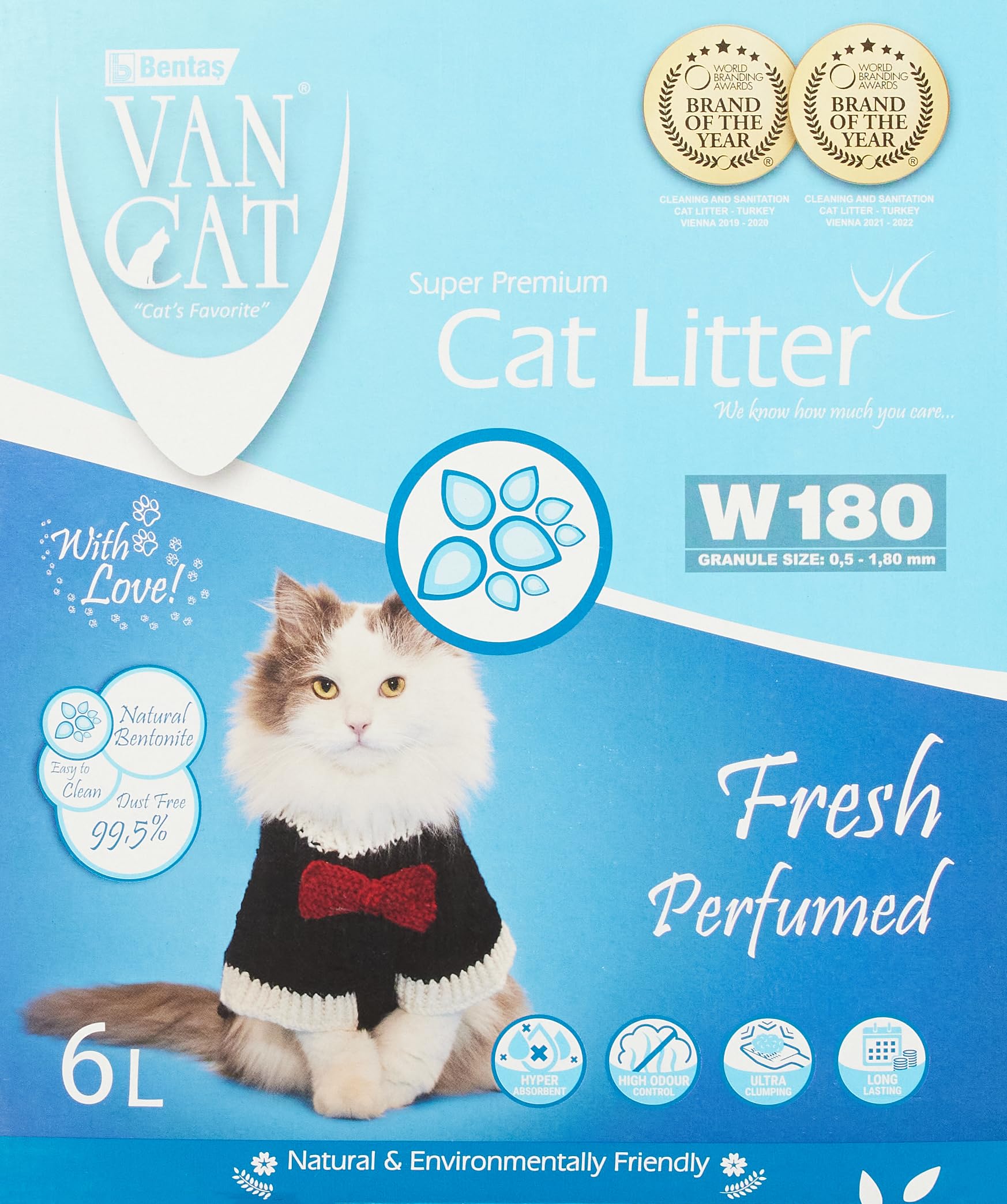 VanCat® W180-6L Box Fresh Bentonite Kedi Kumu