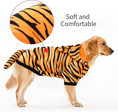 Miniatura 3 de Disfraz de tigre de Halloween para mascotas, ropa de tigre para mascotas, abrigo con capucha para gatos, ropa cálida para perros y ropa de invierno