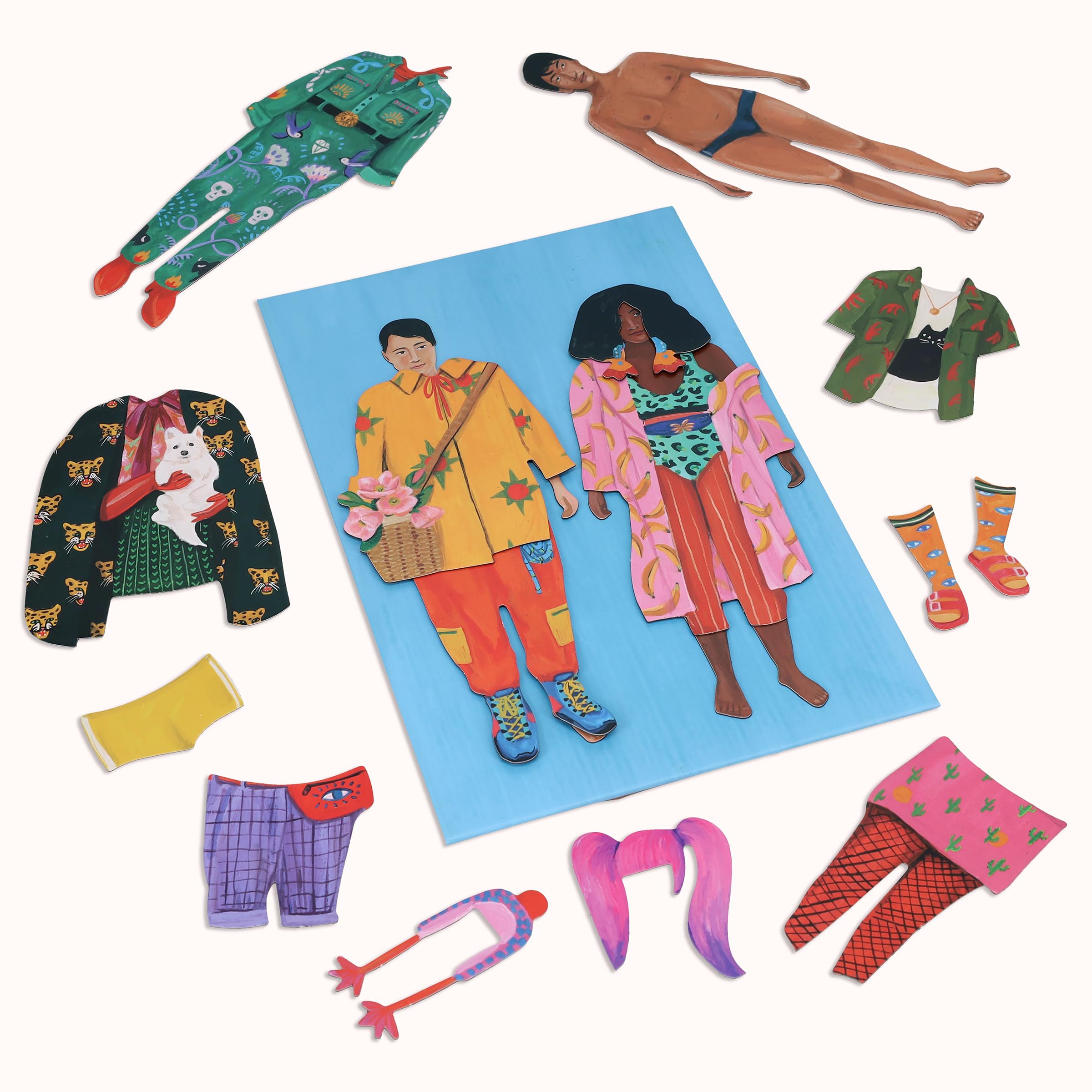 Chronicle Books Fearless Fashion Magnetic Dolls | Mix-N-Match Set | 4 Dolls, 50 Pieces, Thousands of Combinations