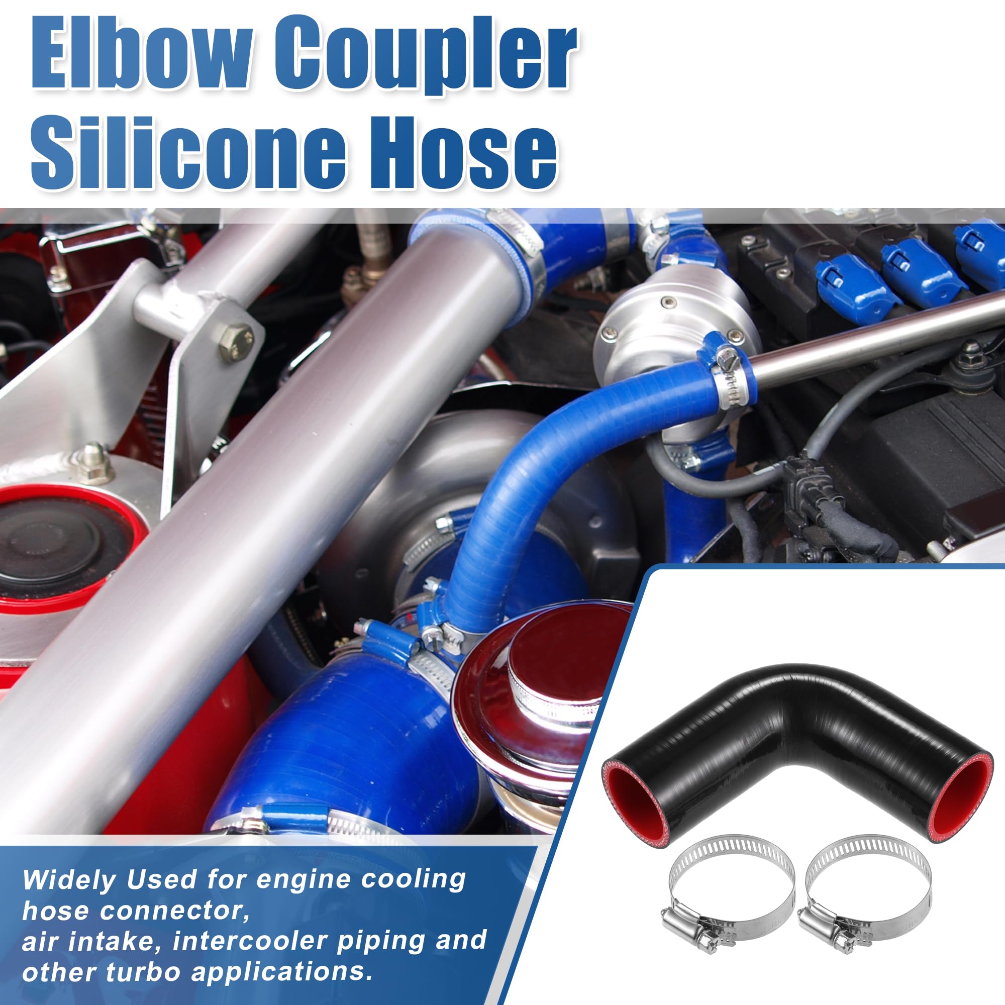 VekAuto 90 Grad Bogen Silikonschlauch | 38mm Innendurchmesser | Für Auto Kühlsystem