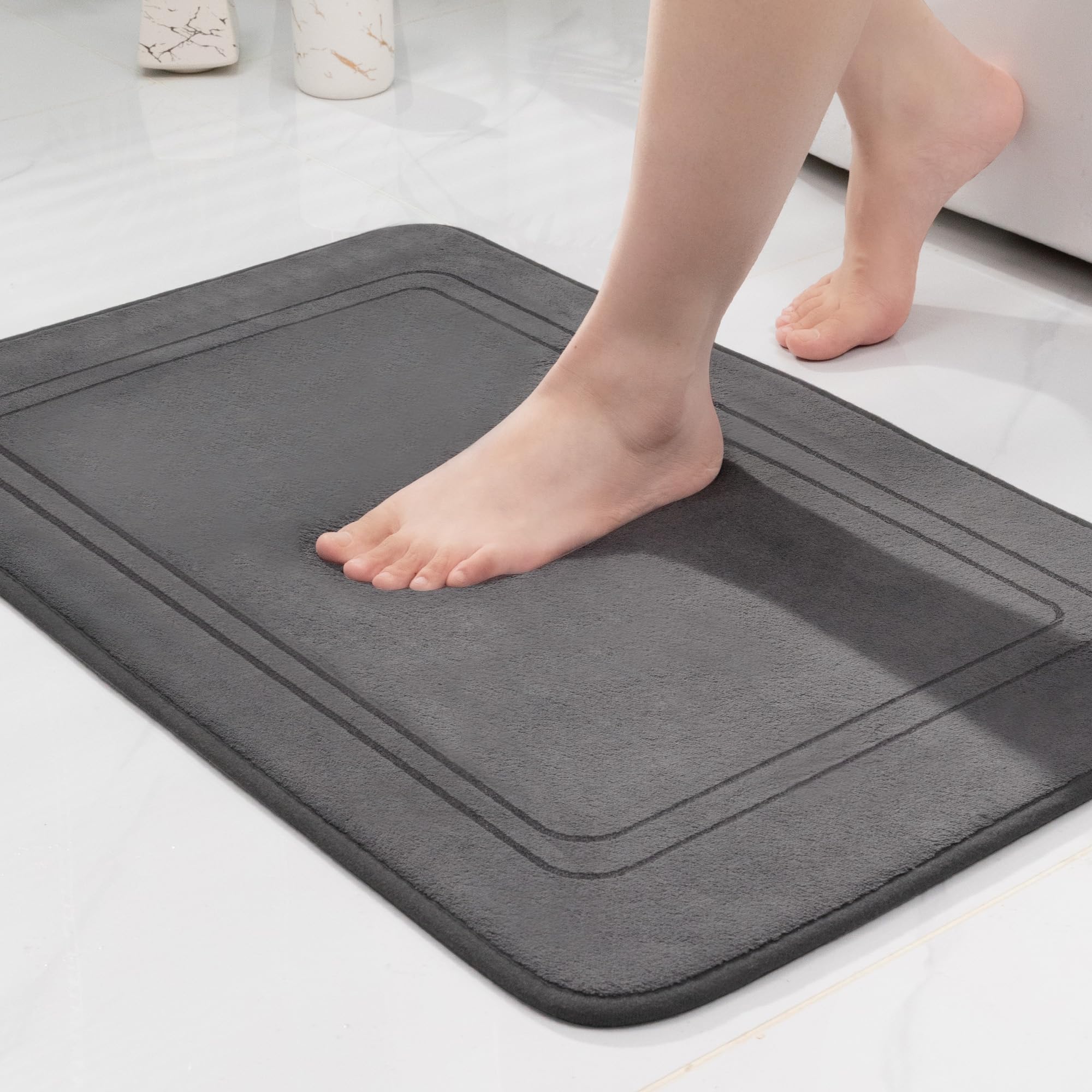 chakme Badematte rutschfest,Badezimmerteppich Weich Badteppich Saugfähige Badvorleger Duschvorleger Fussmatte für Badezimmer