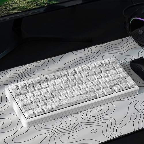 Miniatura 3 de dagaladoo Teclas topográficas blancas pbt, teclas de doble disparo 75 por ciento, juego de teclas de brillo a través del juego de teclas, tapas de