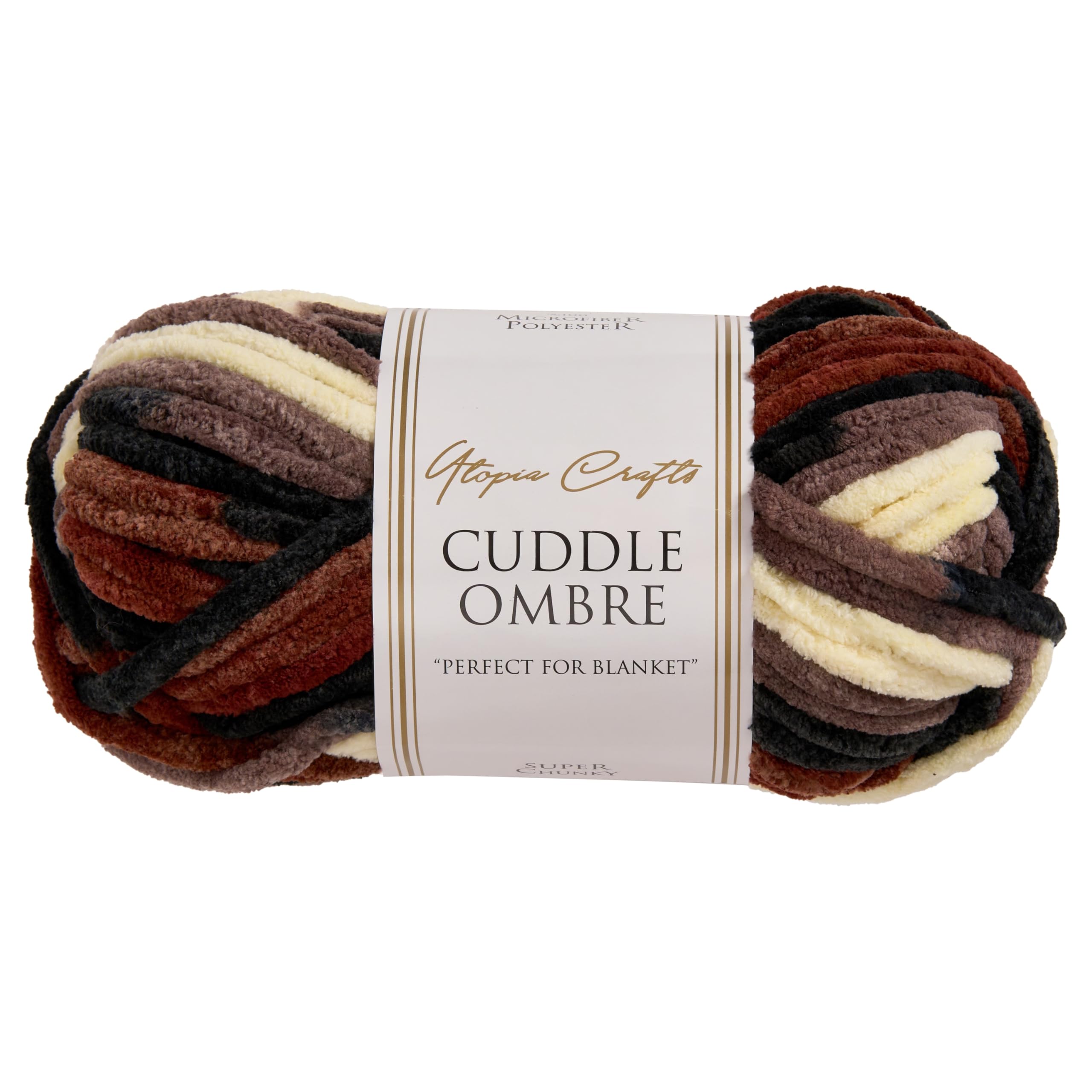 Utopia Crafts Cuddle Ombre Super Chunky Chenille Soft Yarn for Knitting and Crochet 100g (Cappucino Blend)