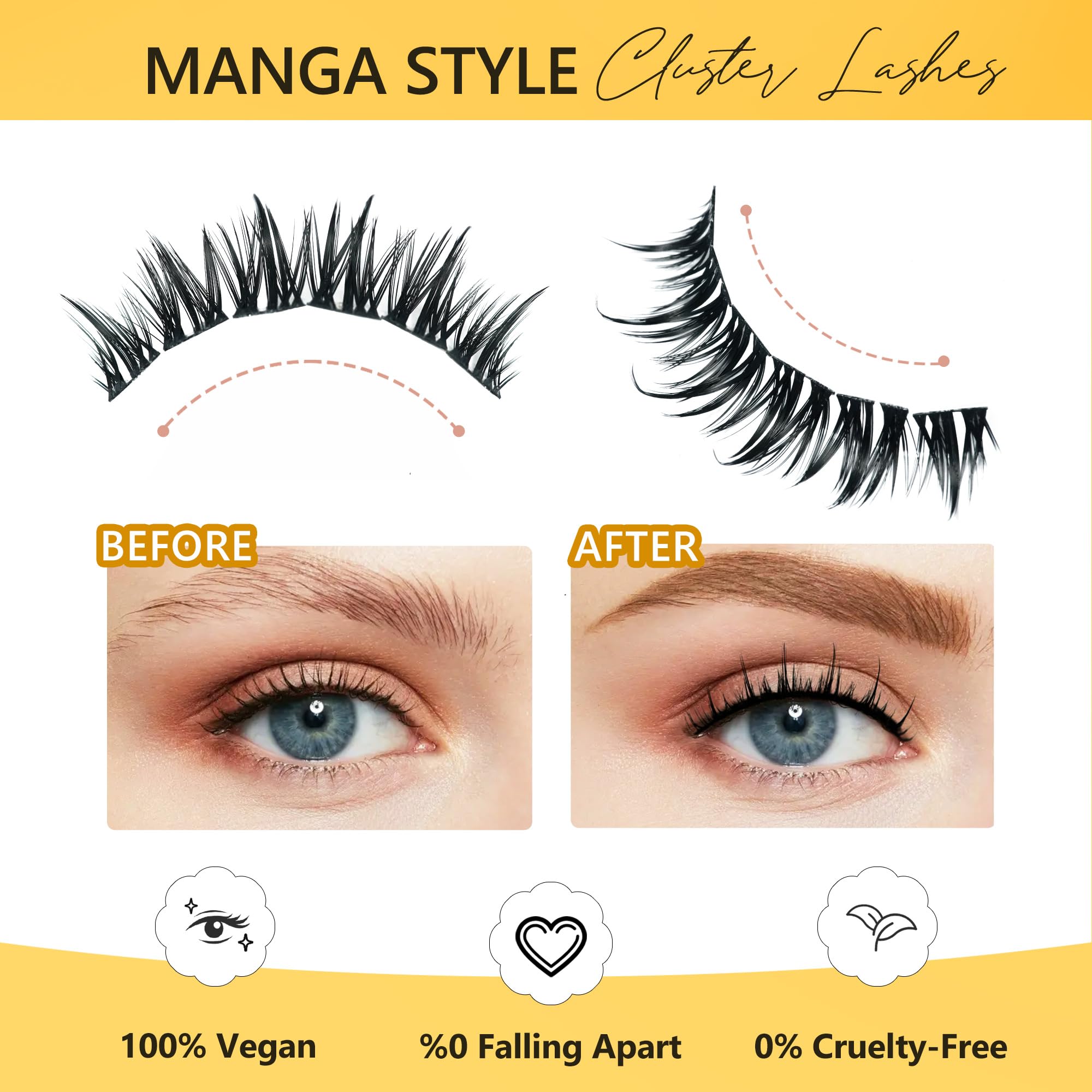 LANKIZ Manga Lash Clusters, Individual Lashes Natural DIY Wispy Manga Lash Clusters, False Lash Extension at Home - Image 3