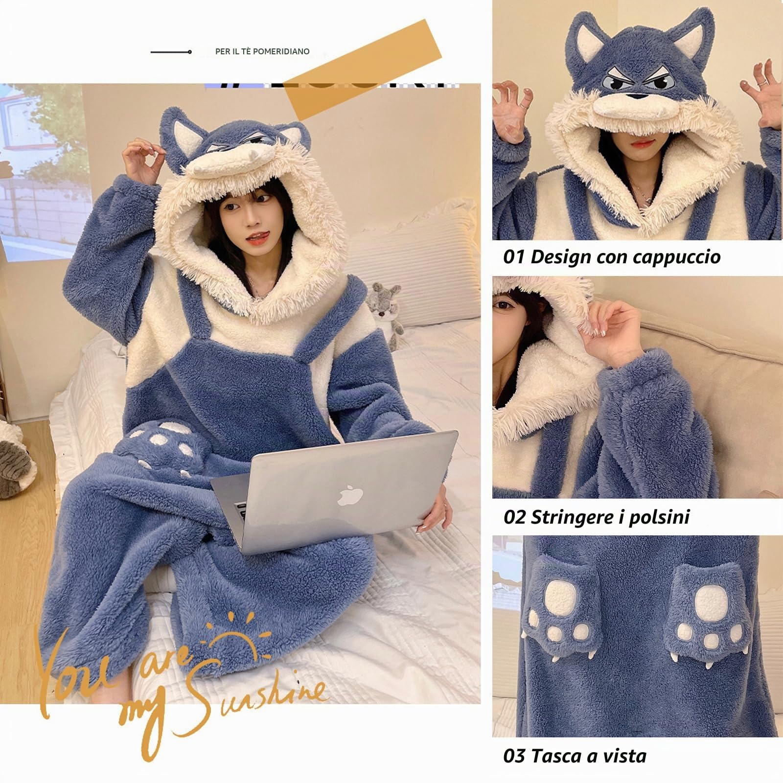 HULG Pigiama Stitch Donna,Costume Halloween Donna,Pigiama Intero Animali,Pigiama Invernale in Flanella, Morbido E Caldo, Ideale Costume Carnevale (XL)