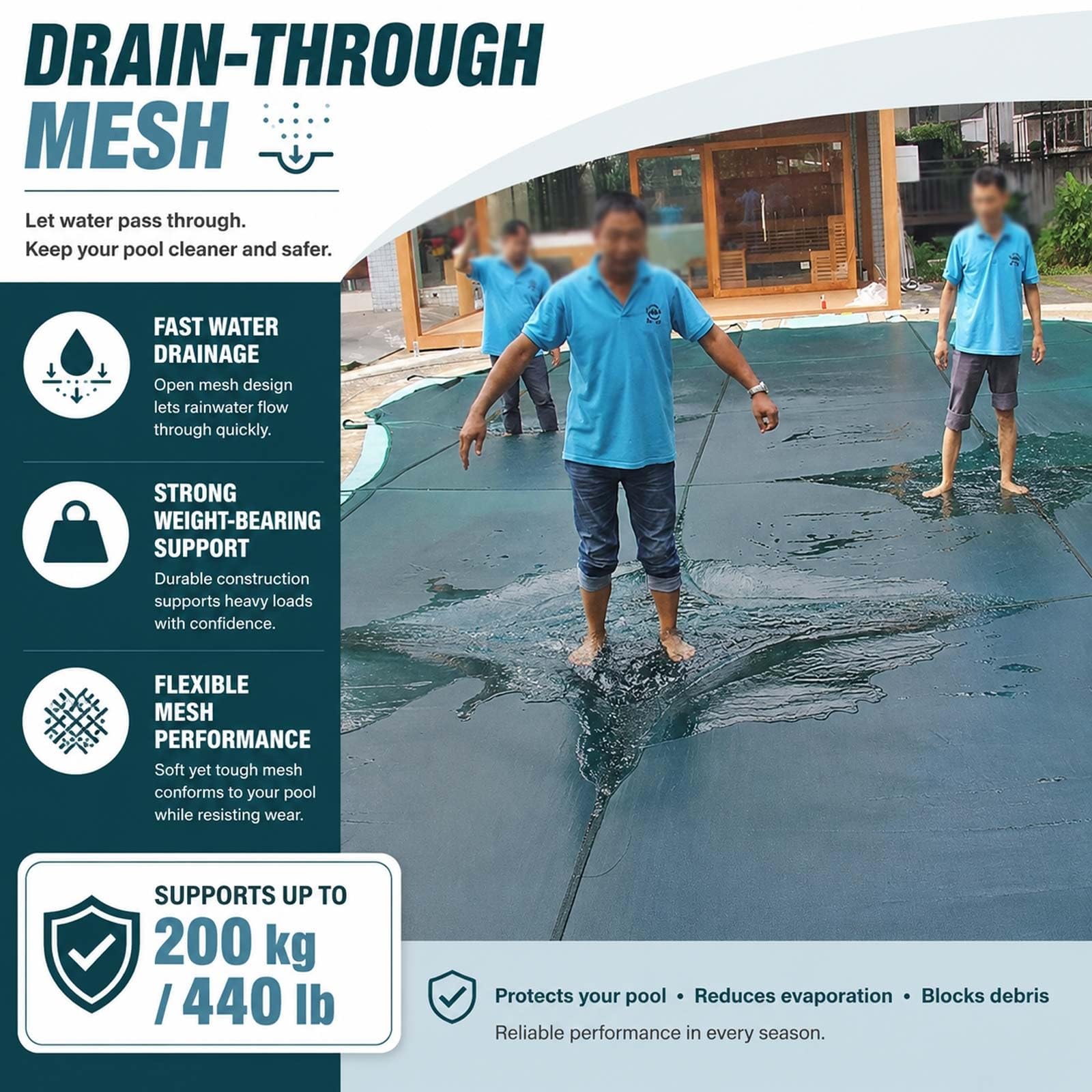 Cubierta para Piscina Enterrada, Lona Protectora para Piscina