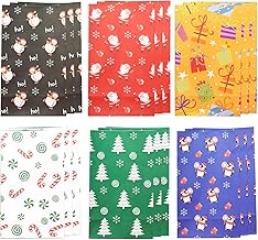 POPOYU 18Pcs Christmas Classic Gift Bags, Xmas Paper Bag Multipack Christmas Paper Bags, Recyclable Kraft Xmas Goody Bags with Stickers for Presents, Perfect Paper Carrier Bags for Party