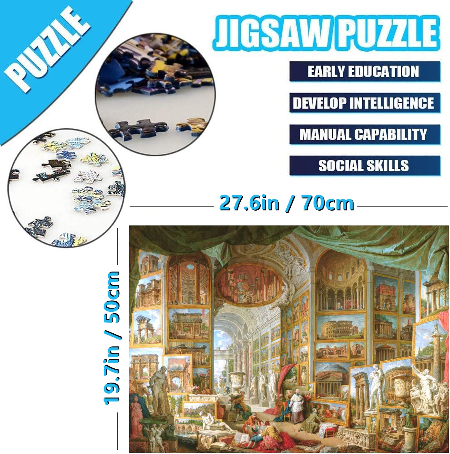 Jigsaw Puzzles for Adults 1000 Piece Gallery Views of Ancient Rome 27.56 x 19.69 Inch Jigsaw Puzzle for Adults Educational Game Challenge Toy 1000 Pieces Puzzle for Adult - Image 4