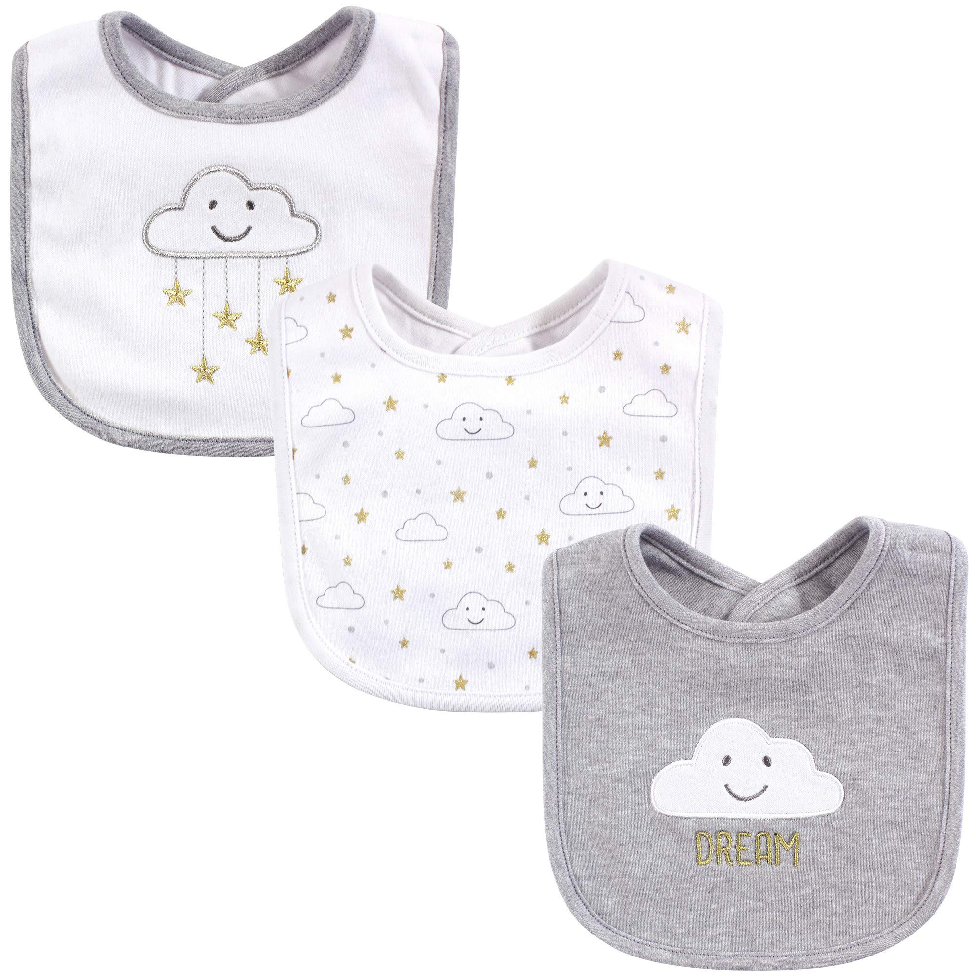 Hudson Baby Unisex Baby Cotton Bibs, Gray Cloud, One Size