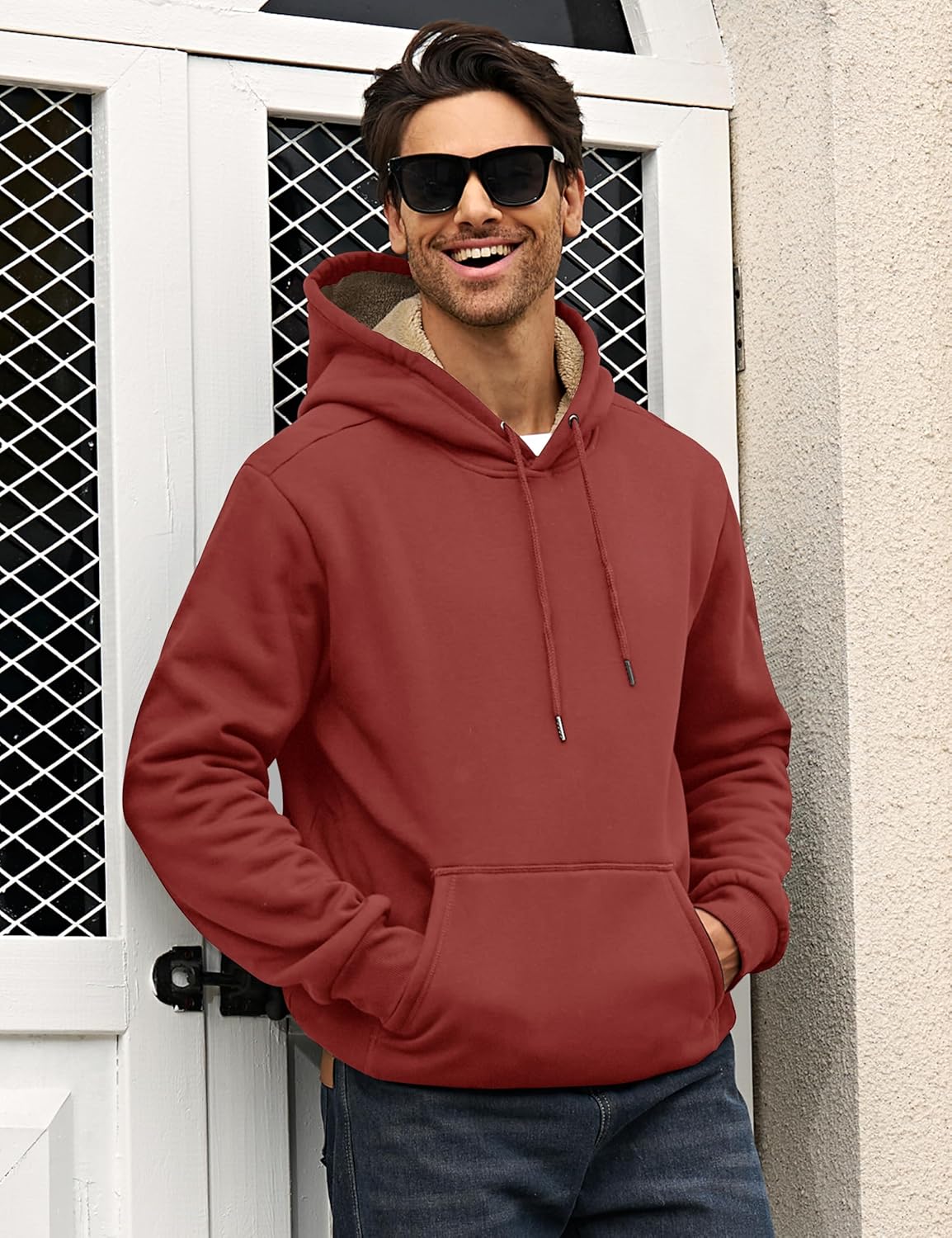 MAGCOMSEN Men's Heavy Hoodie Sherpa Fleece Lined Pullover Thick Winter Hooded Sweatshirt - Image 3