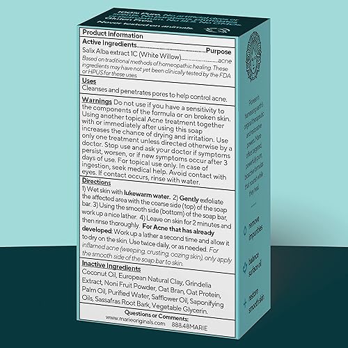 Miniatura 7 de MARIE'S ORIGINAL Limpiador de jabón en barra de acné para cara y cuerpo, tratamiento para el acné con arcilla de bentonita, salvado de avena