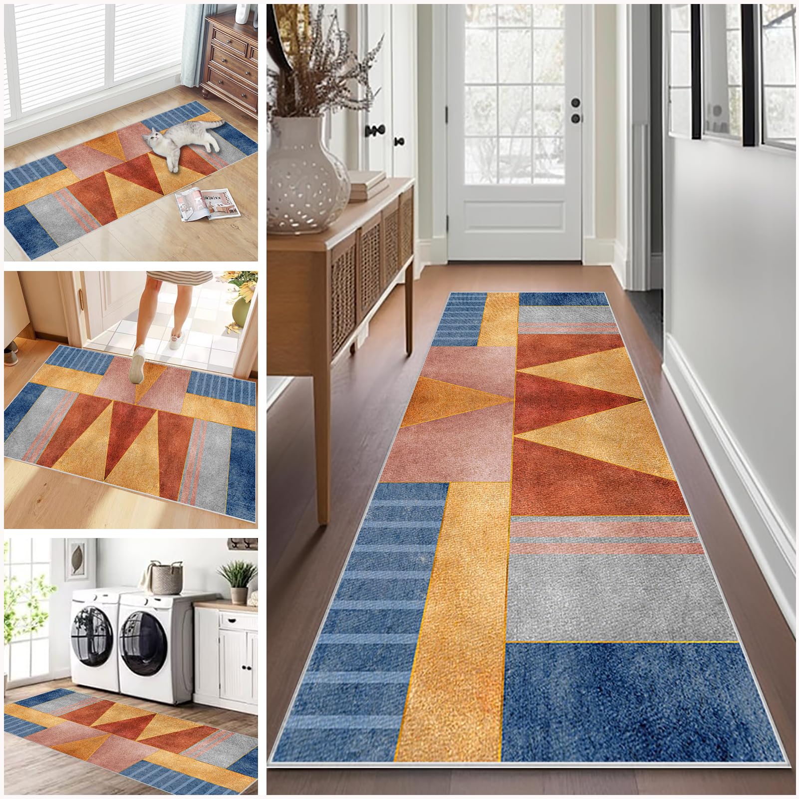 Tapis de passage pour couloir et cuisine moderne 90 x 220 cm