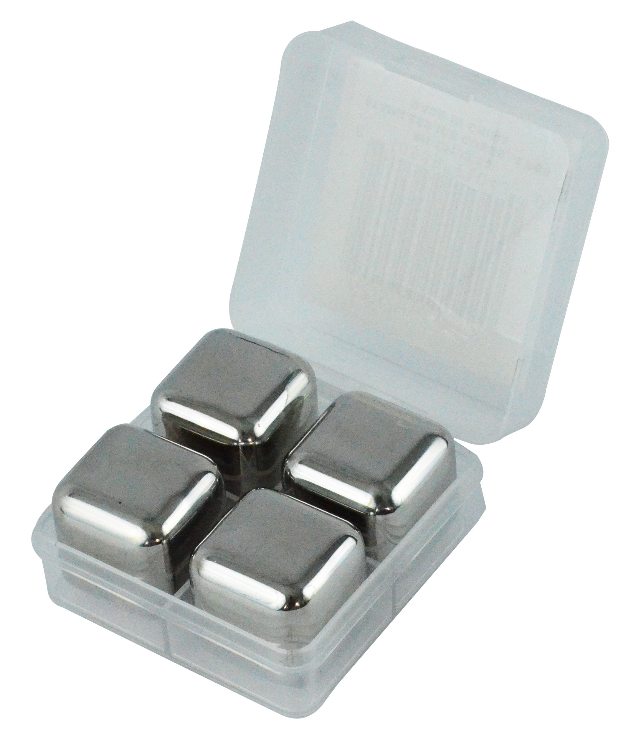 Reusable Ice Cubes Stainless Steel Chilling Stones for Whiskey Wine Beverage, Set of 4