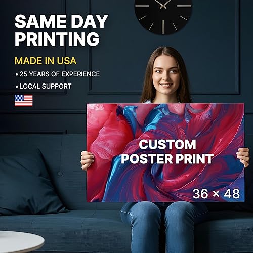 Miniatura 4 de Póster personalizado de alta calidad en papel de calidad fotográfica de 36 x 48 pulgadas, impresión el mismo día, póster personalizable con tu