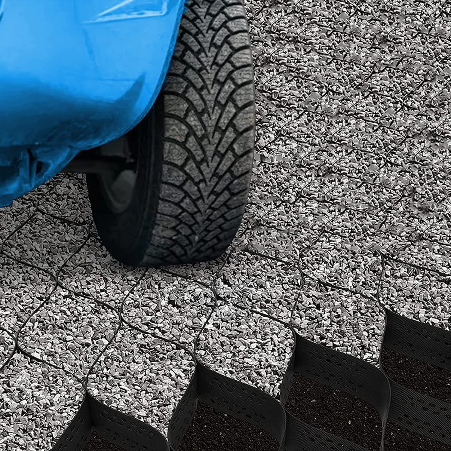 Grille de soutènement de jardin ELzEy pour créer un parking propre et sans boue chez soi