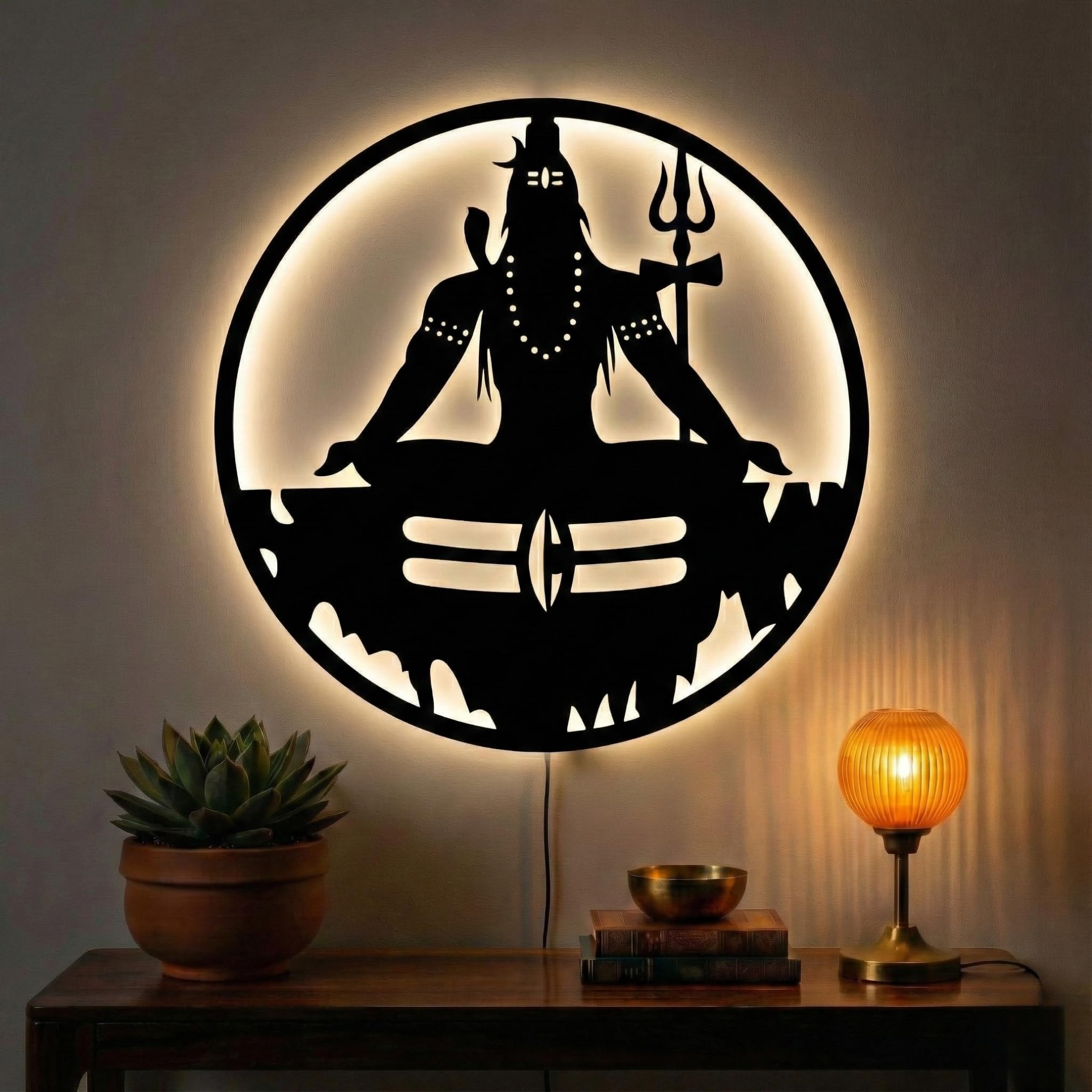 Shiv Ji Led Wall Lamp - Shiva LED Wall Hanging with Warm Backlight | Religious Wall Decor for Home, Living Room, Pooja Room | Modern Spiritual Wall Lamp (MAHAKAL)-image-41