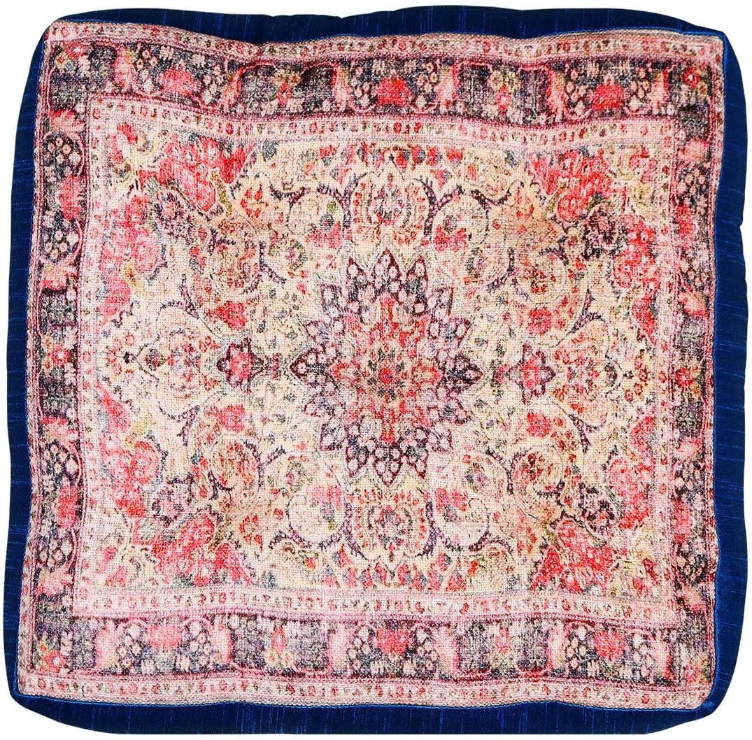 Meditation Cushion Comfortable 16″ Floor Pillow, High-Density Poly-Cotton Fill for Ultimate Comfort, Handcrafted by Indian Artisans (Square Chennai)