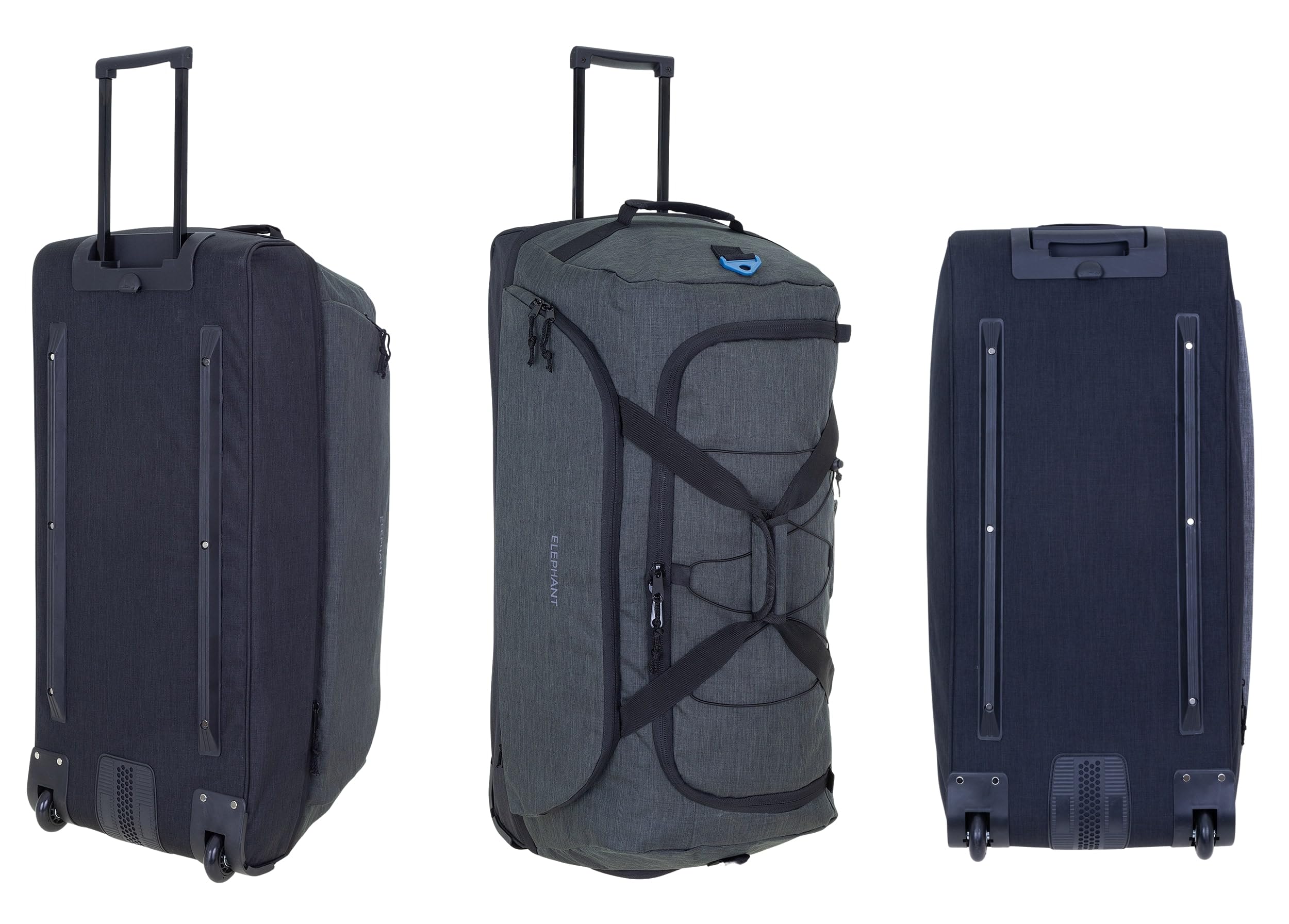 Elephant Reisetrolley Cruiser Travel Trolley 13031 Anthrazit Gun Oliv | Koffer Weichgepäck Reisetasche Reise Urlaub 100-135 Liter Dehnfalte Schuhfach Seitenfach Flach verstaubar