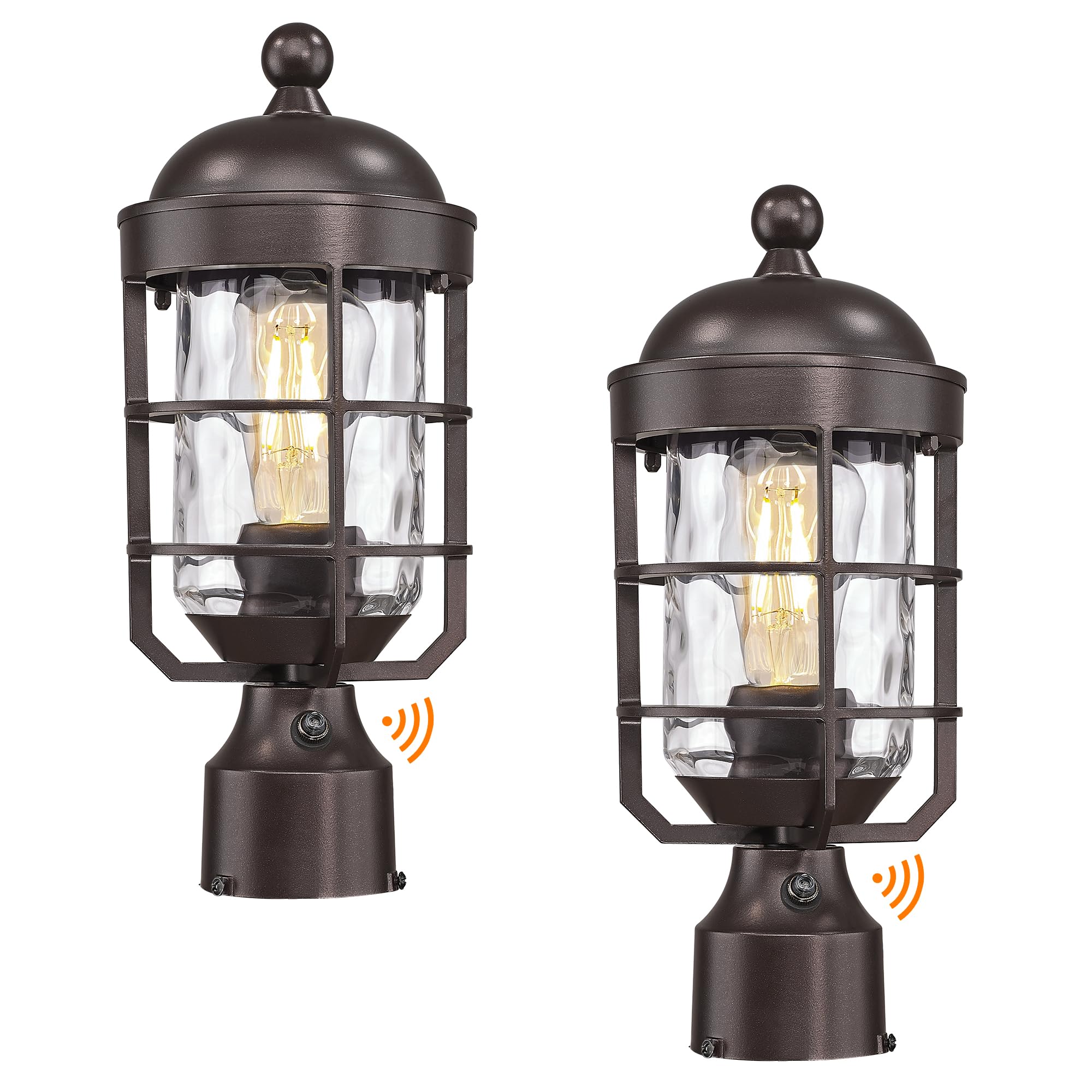 Emliviar 2-Pack Dusk to Dawn Outdoor Post Lamps, GE255P-L-PC-2 ORB-WG