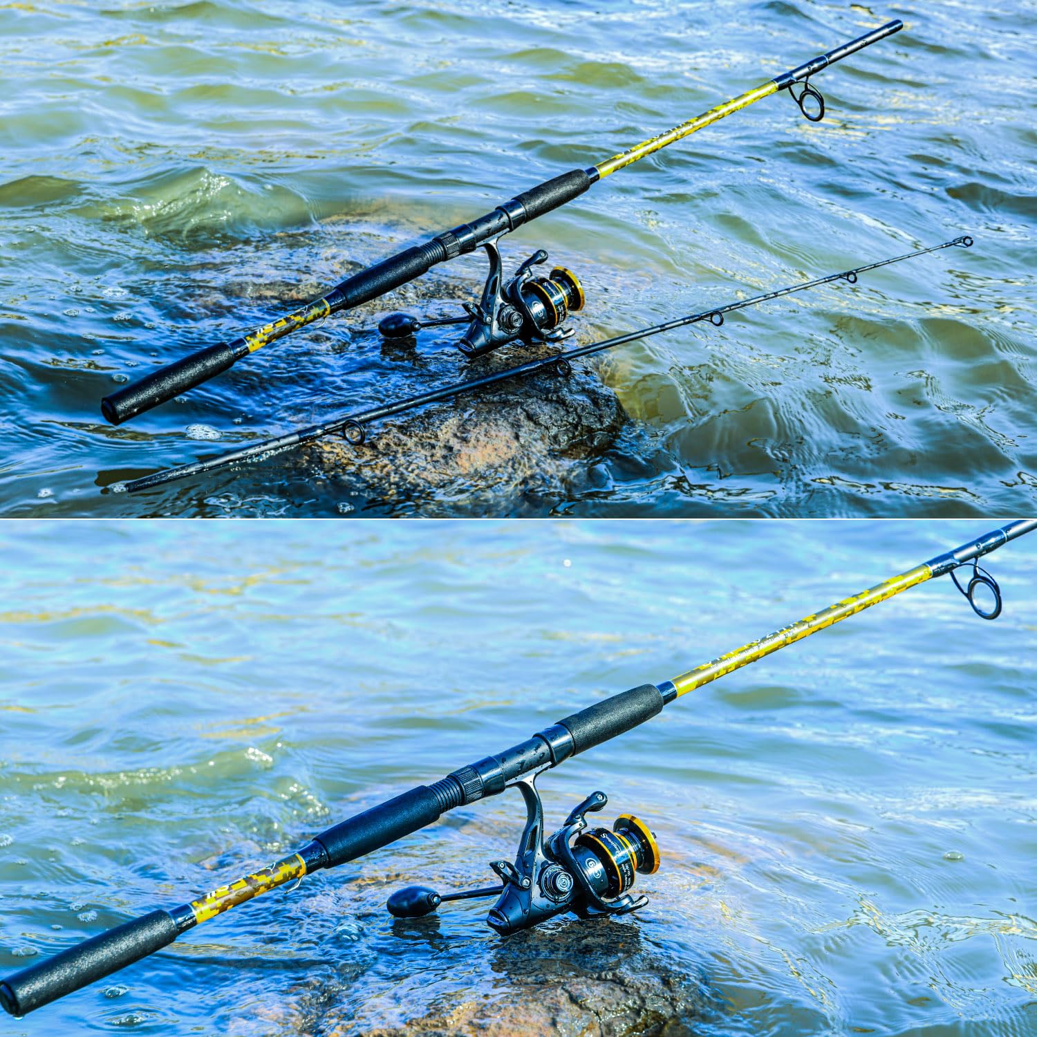Sougayilang Wędka spinningowa Combo - MH Action wędki z kołowrotkiem karpiowym do łowienia karpi słodkowodnych słonowodnych - 2,1 m / 2,3 m