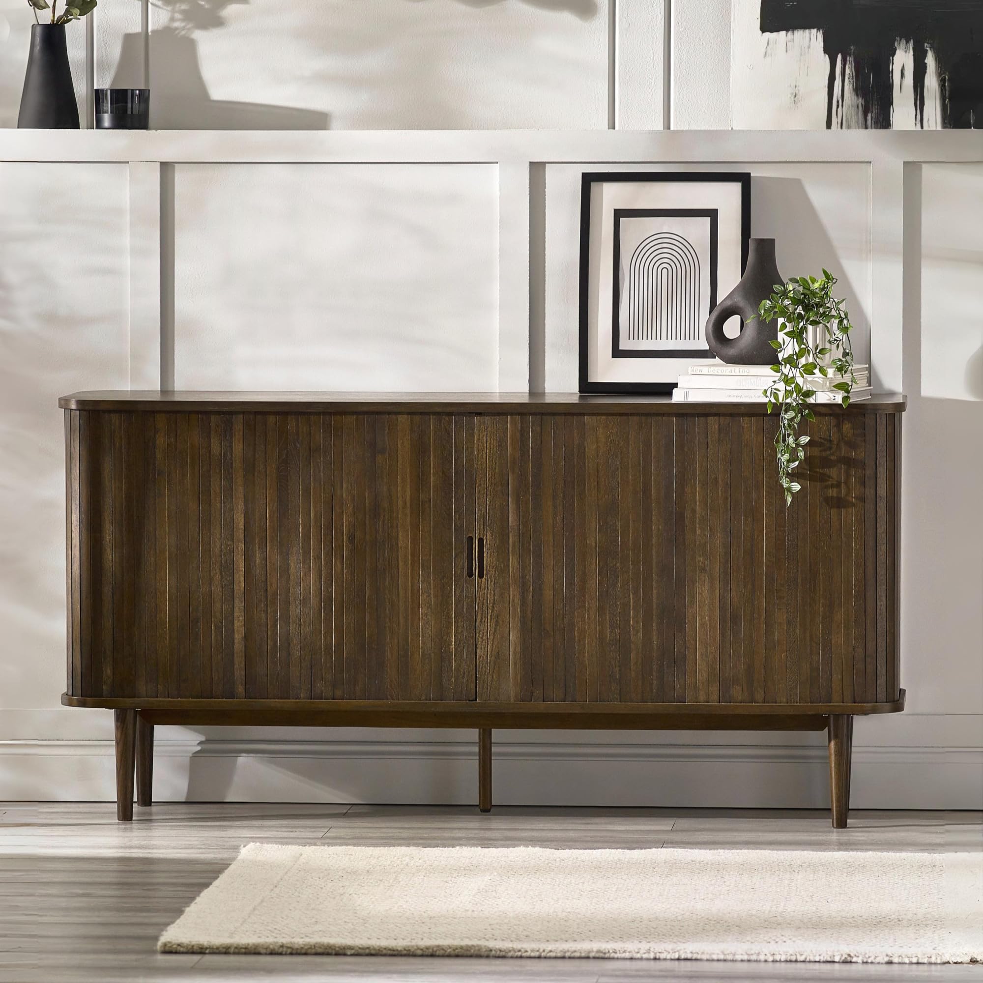 Julian Bowen Arya Sideboard - Dark Oak Effect - 160cm Wide - 2 Drawers 4 Shelves