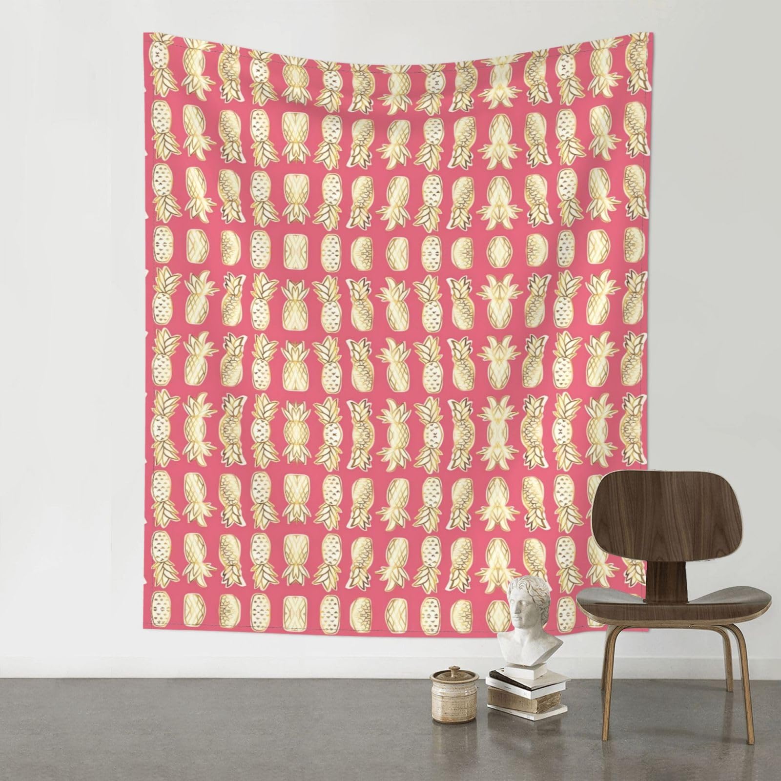 HJFCZH Pineapple Prints Wall Tapestry 60x51in – Boho Decor Throw for Bedroom, Dorm, Beach Cover & Picnic Blanket
