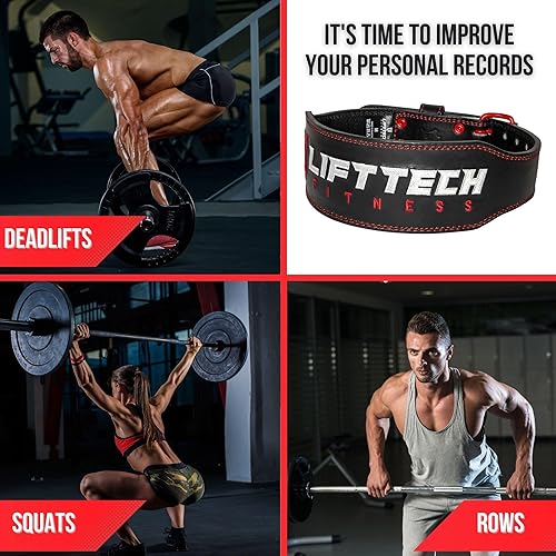 Miniatura 7 de Lift Tech Fitness Cinturón de elevación de cuero acolchado de 4 pulgadas, cinturón de levantamiento de pesas para mujeres y hombres, cinturón de