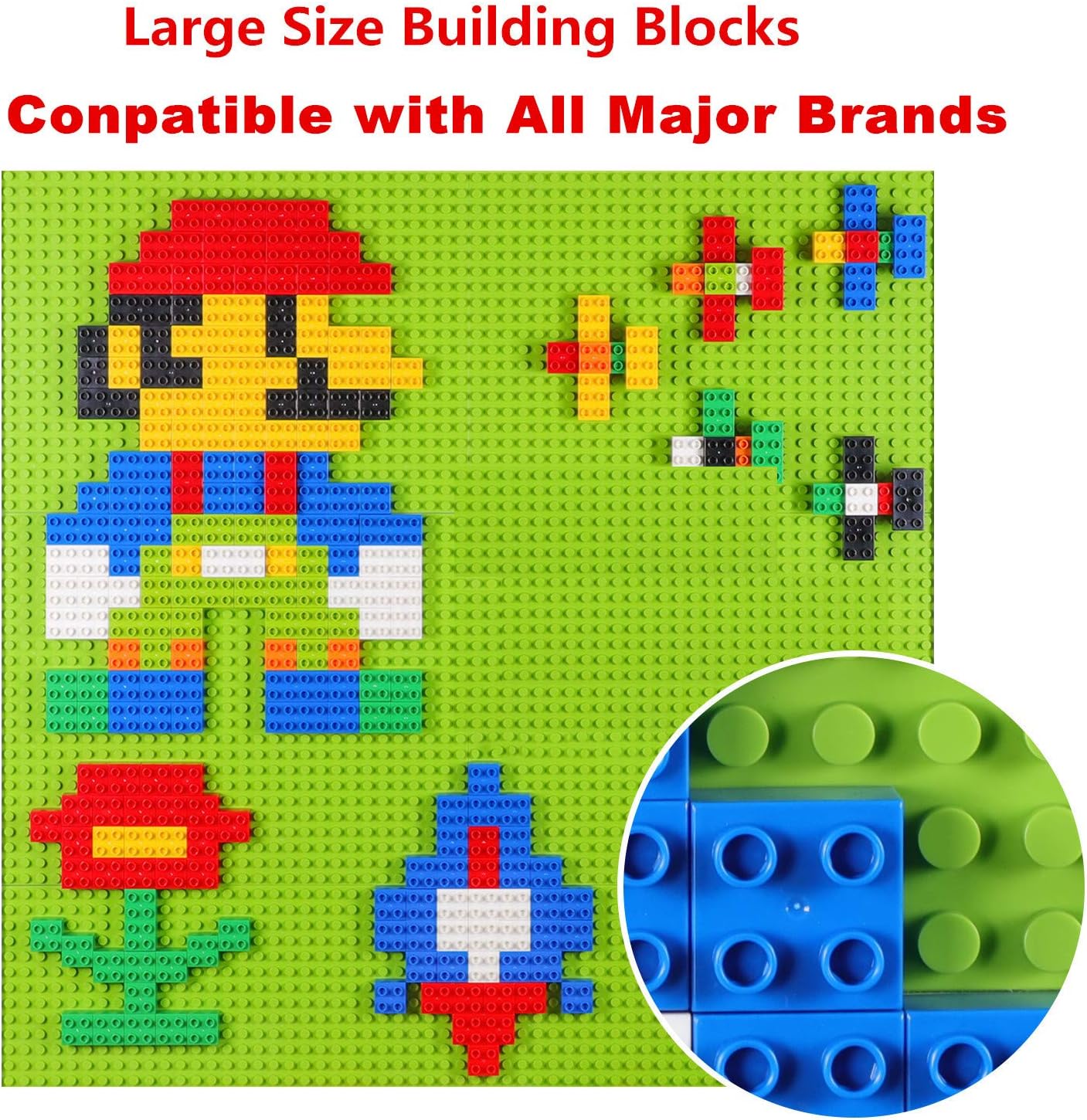 Greatest Product Build On Wall or Table - Customize Building Block Wall, 8 Pack (10 x 20) Self Adhesive Building Base Plate, 440 Pcs Compatible with All Major Brand Brick - Fastest and Easiest DIY Fun Wall and Desk