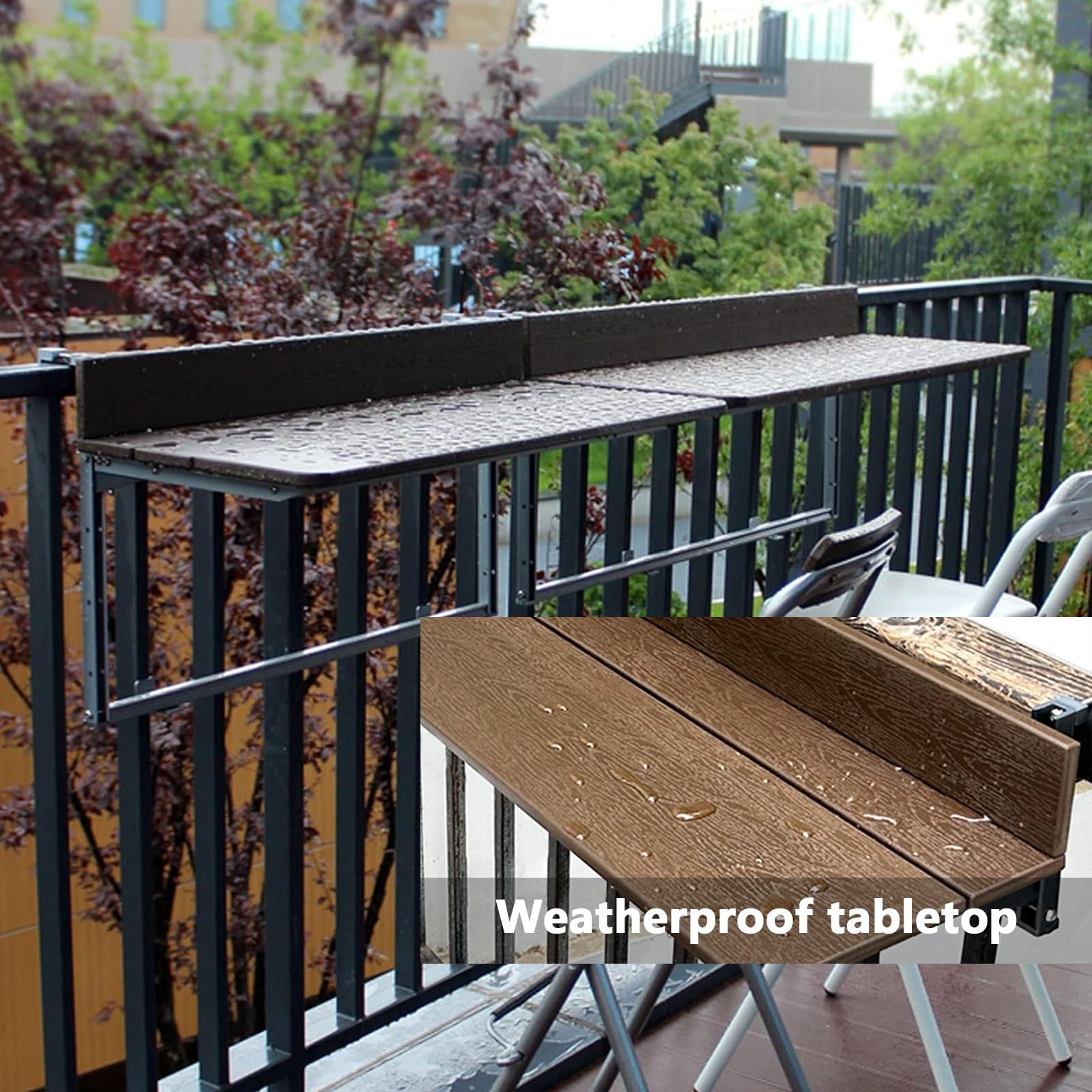 Table Suspendue d'entrée de Balcon, Table Suspendue de Balcon Pliable, Table de Balcon Suspendue rectangulaire, réglable en Hauteur, élégante et Pratique(W27xL60CM/W10.6xL23.6IN)