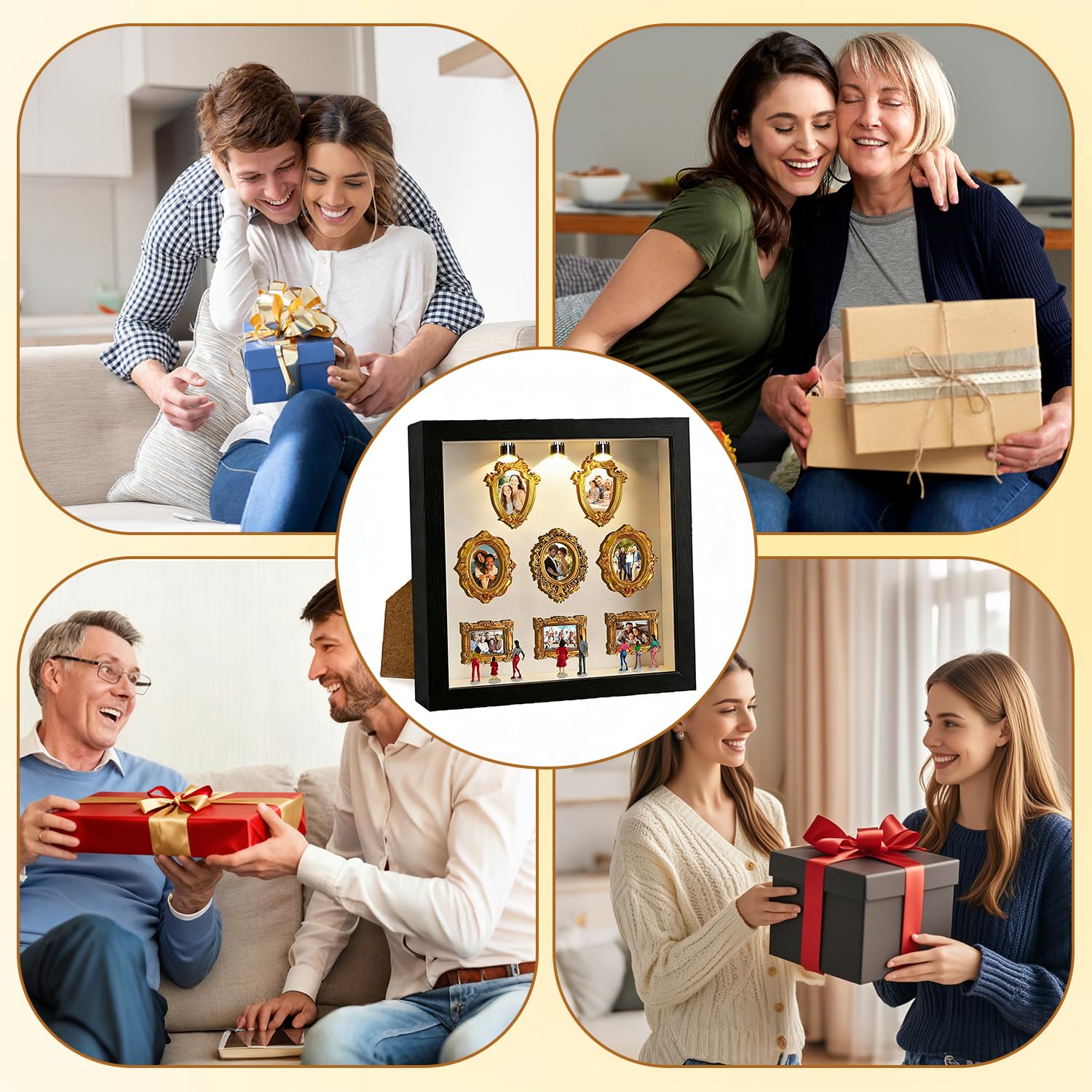 Mini Museum Silhouette Box, Mini scatola fai da te con Sagoma Museale, Museum Of Us Cornice, Mini Cornici Dorate fai da Te, Figurine Mini Museo Cornice Scatolas, para Regalo San Valentín (M3)