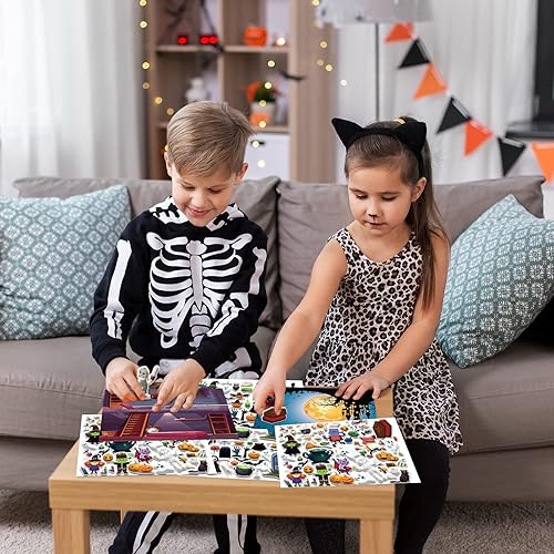 Miniatura 6 de Juego de calcomanías hinchadas 3D de Halloween para niños de 2 a 4 juguetes, calcomanías de libro de actividades, calcomanías de gel para ventana de