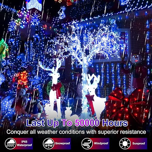 Miniatura 5 de Luces de Navidad de 509 pies para exteriores, 1350 luces LED para decoración de árbol de Navidad con 8 modos y memoria de temporizador, cable