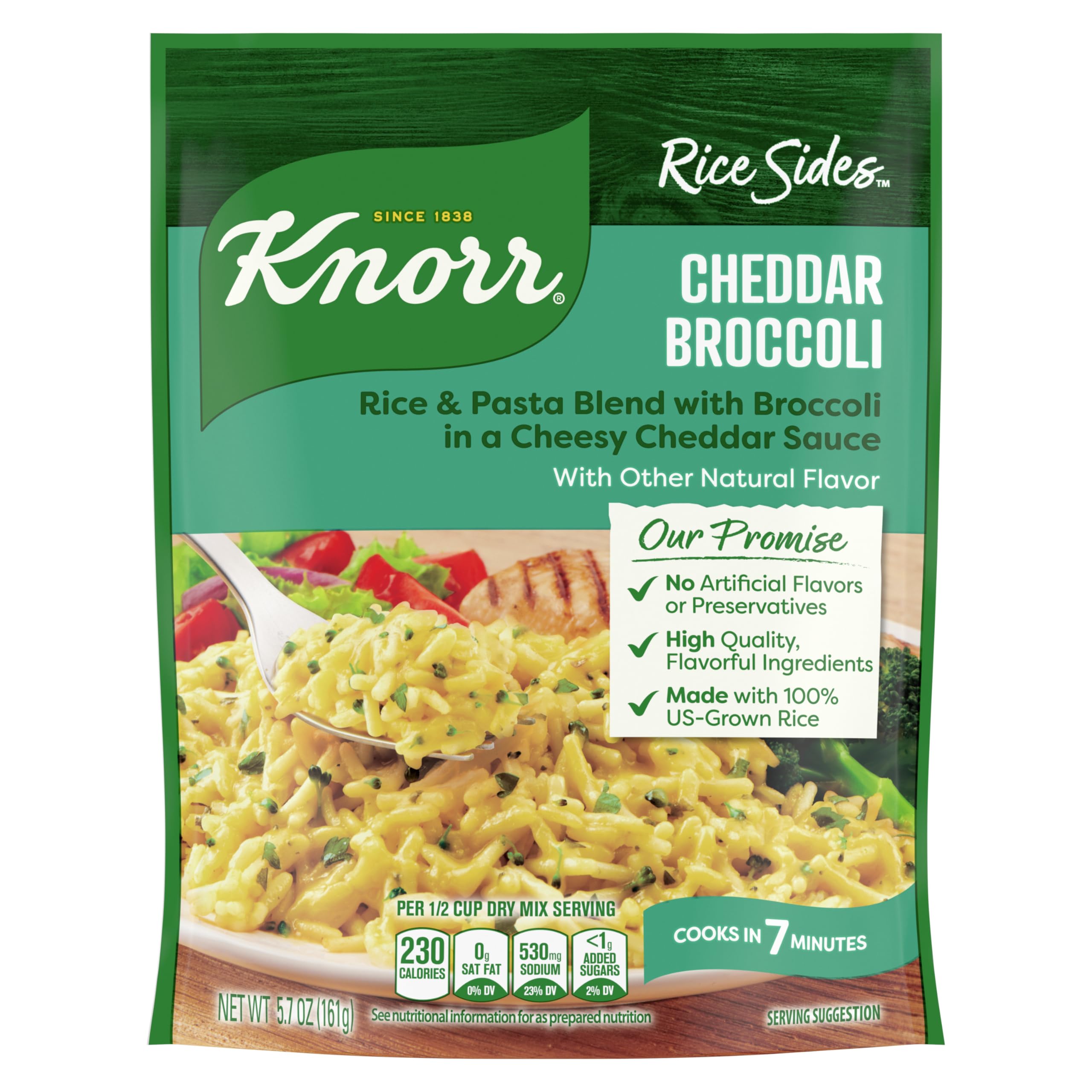 Knorr Rice Sides Cheddar Broccoli Rice For a Tasty Rice Side Dish No Artificial Flavors or Preservatives 5.7 oz