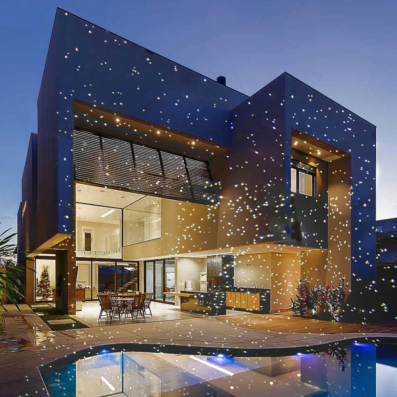 Proiettore Star Light Show con telecomando, funzione temporizzazione, impermeabile IP65, 15 W, arancione, per vacanze, feste, matrimoni, decorazioni da giardino