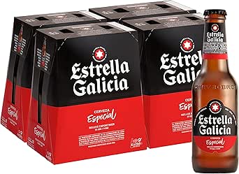 Estrella Galicia Especial - Cerveza Lager Especial, Pack de 24 Botellas x 25 cl, Sabor Ligero y Amargo, Aroma a Lúpulo, 5,5% Volumen de Alcohol